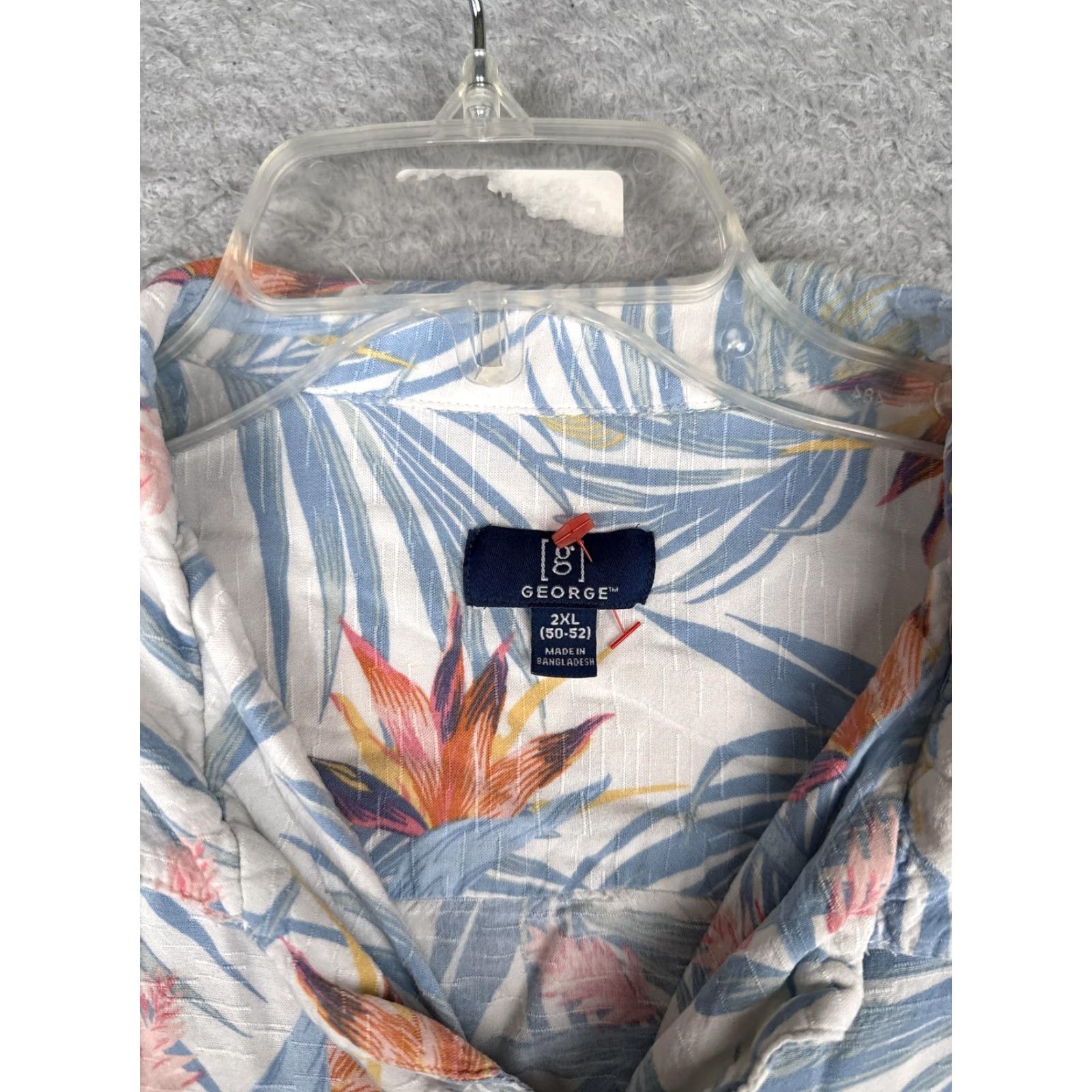 George George Shirt Mens 2XL Multicolor Short Sleeve Hawaiian Floral Tropical Button Up Size US XXL / EU 58 / 5 - 7 Thumbnail