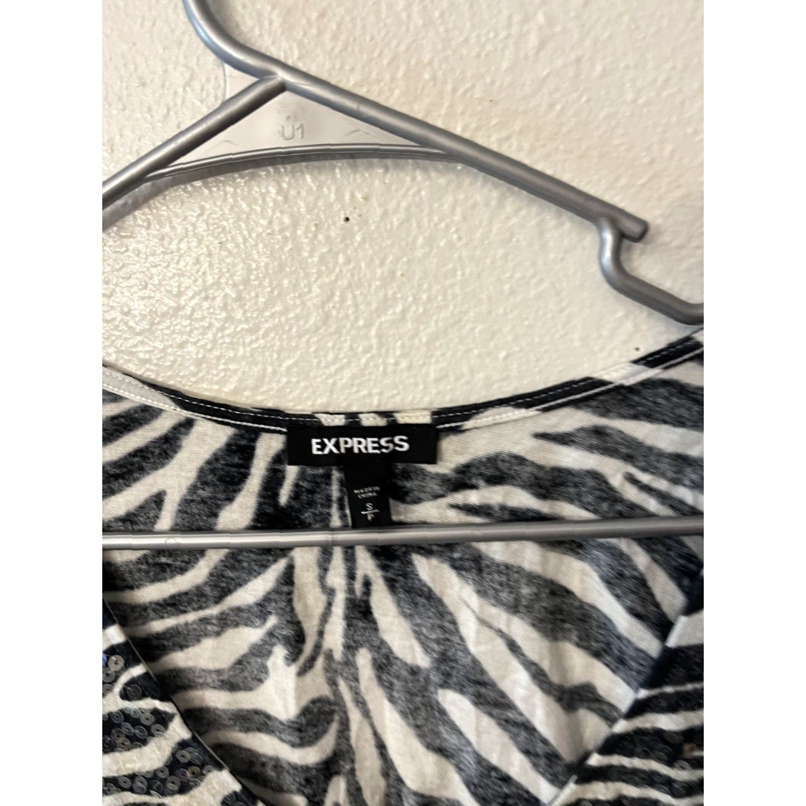 Express Express Cotton Blend Tank Top Sequin Zebra Stripe Sleeveless Casual Chic Size S Ladies Tank Top Multicolor Zebra Print Express Women Tank Short Title Size S / US 4 / IT 40 - 3 Thumbnail