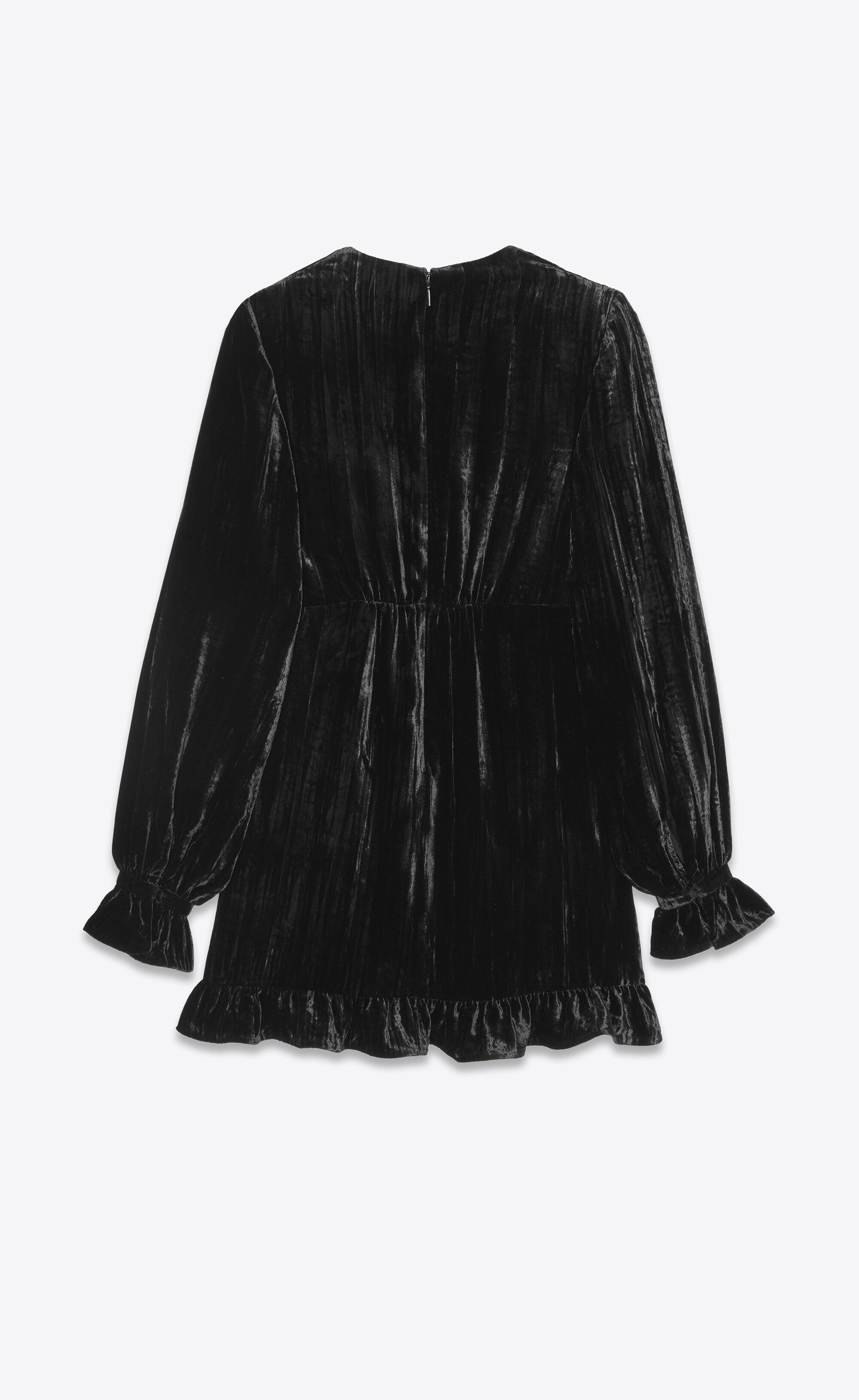 Saint Laurent Paris o1s1wg111124 Velvet Mini Dress in Black Size M / US 6-8 / IT 42-44 - 2 Thumbnail