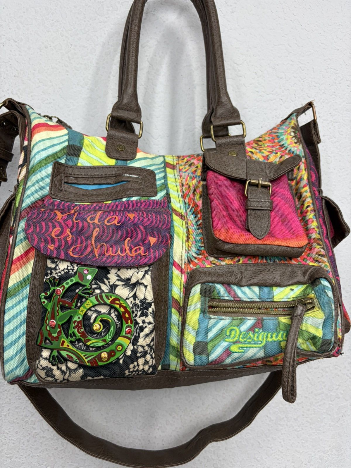 KMRii Desigual Patchwork Messenger Bag Y2K Boho Hippie Festival Size ONE SIZE - 4 Thumbnail