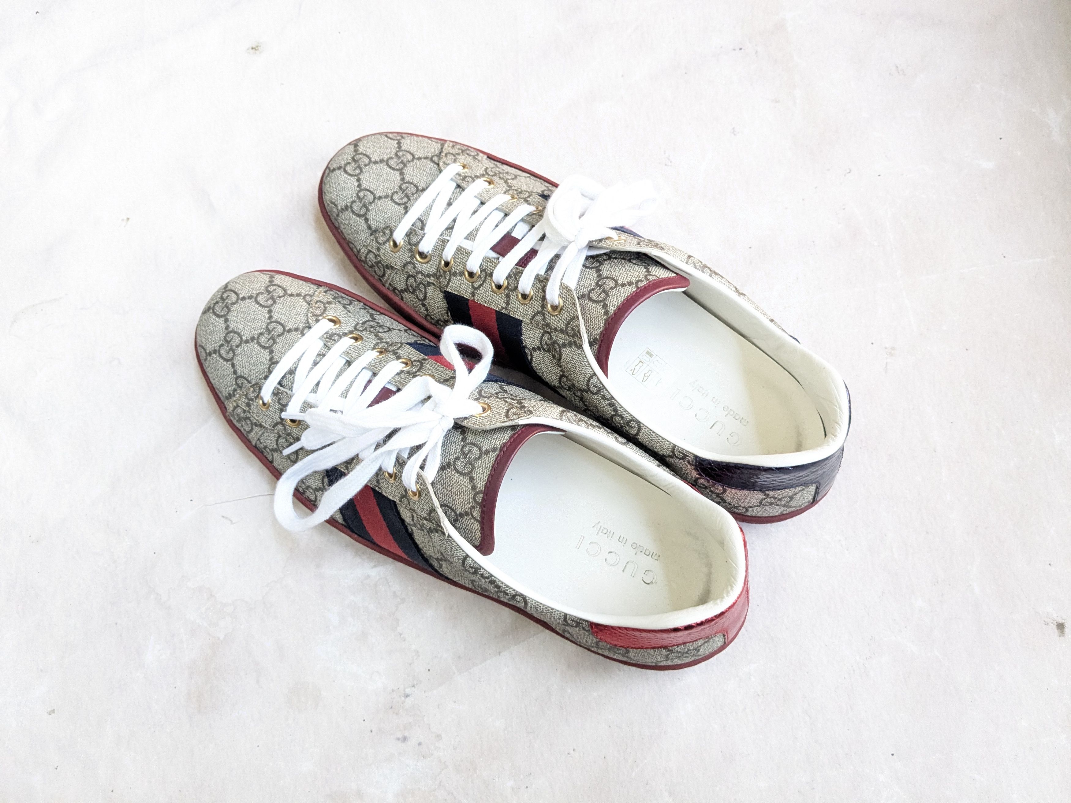 Gucci Gucci Ace Monogram 11 Canvas Logo GG Supreme Red Low Tops Size US 11 / EU 44 - 13 Thumbnail