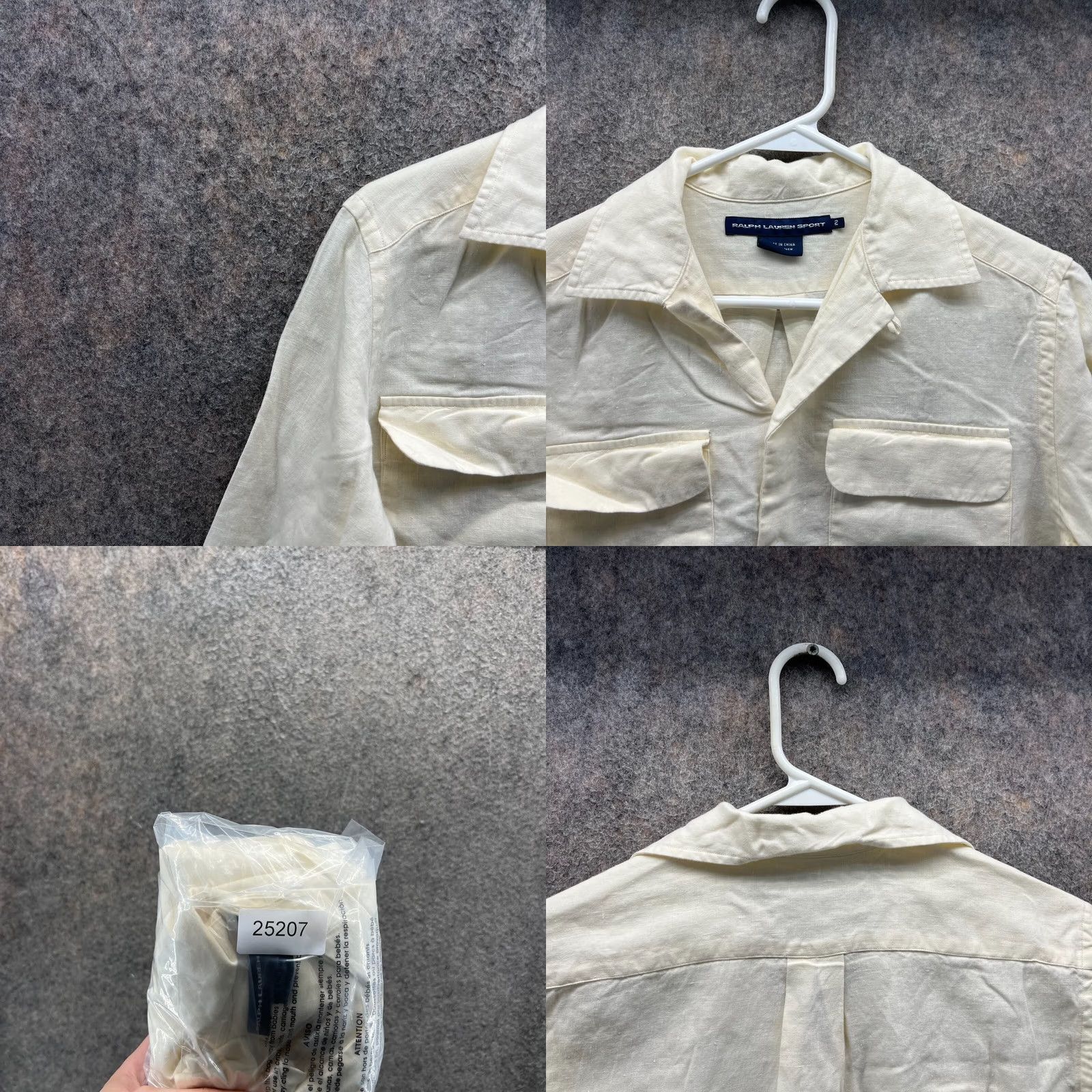 Polo Ralph Lauren VINTAGE Ralph Lauren Sport Shirt Women 2 Button-Up Linen Yellow Long Sleeve Casual, Party/Cocktail, Travel Womens Size XS / US 0-2 / IT 36-38 - 8 Thumbnail