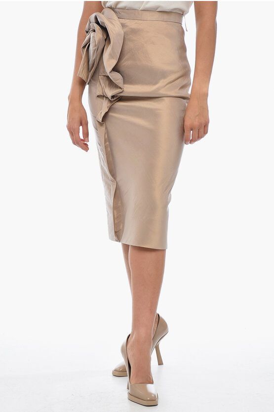 og1mm0724 Silk Blend Satin Skirt in Beige