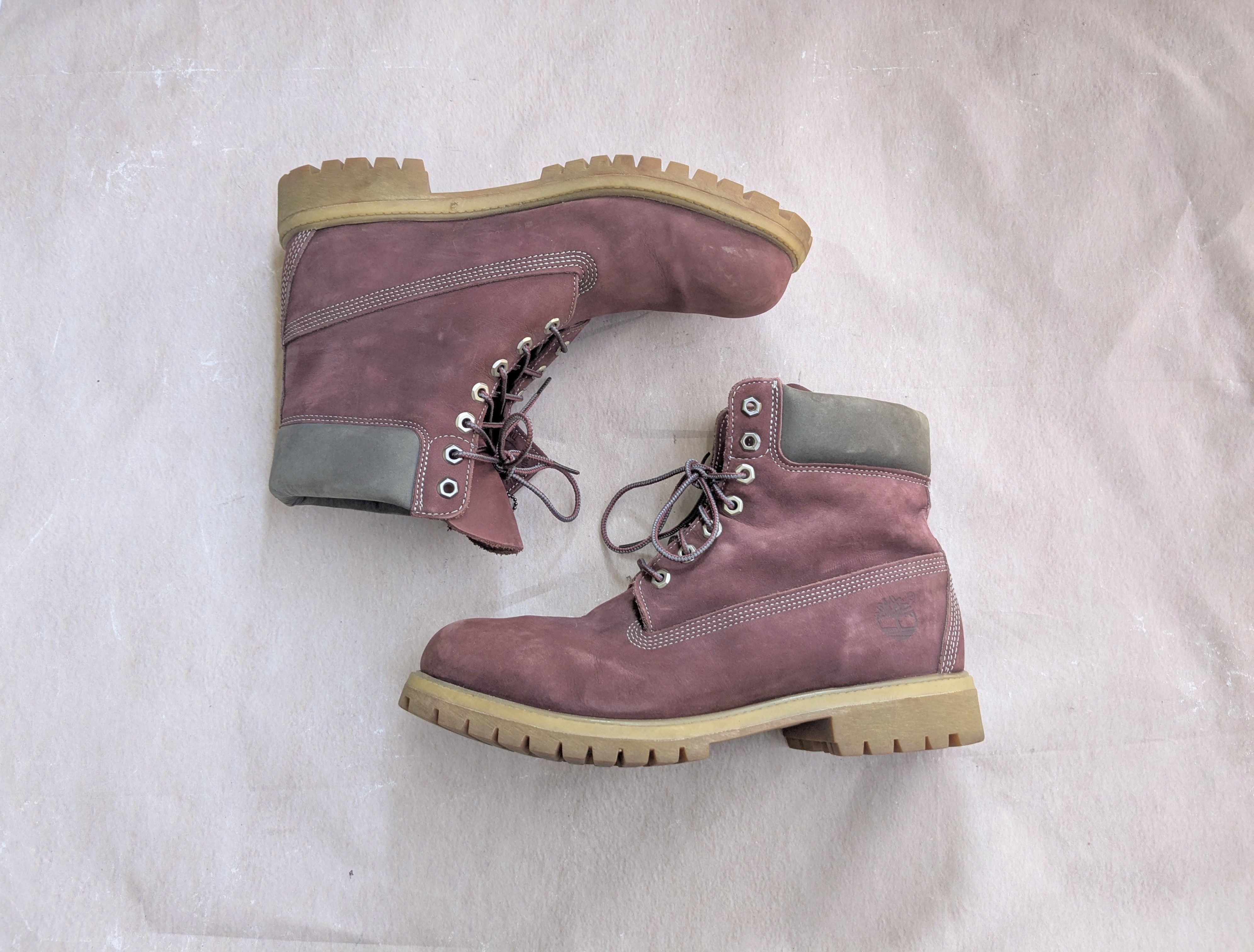 Timberland Boots Burgundy Leather 11 M Suede
