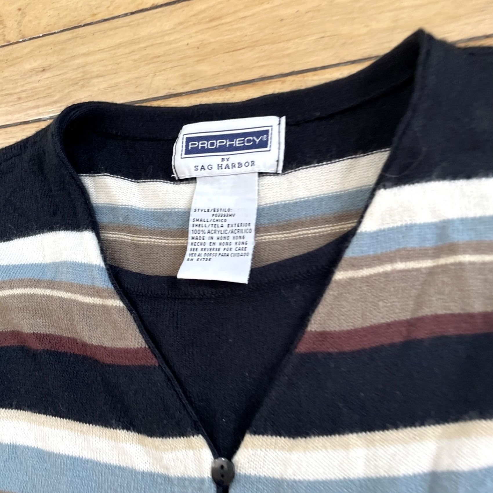 Vintage PROPHECY by SAG HARBOR Cardigan Women S Stripe Y2k Academia Button Knit Sweater Size S / US 4 / IT 40 - 5 Thumbnail