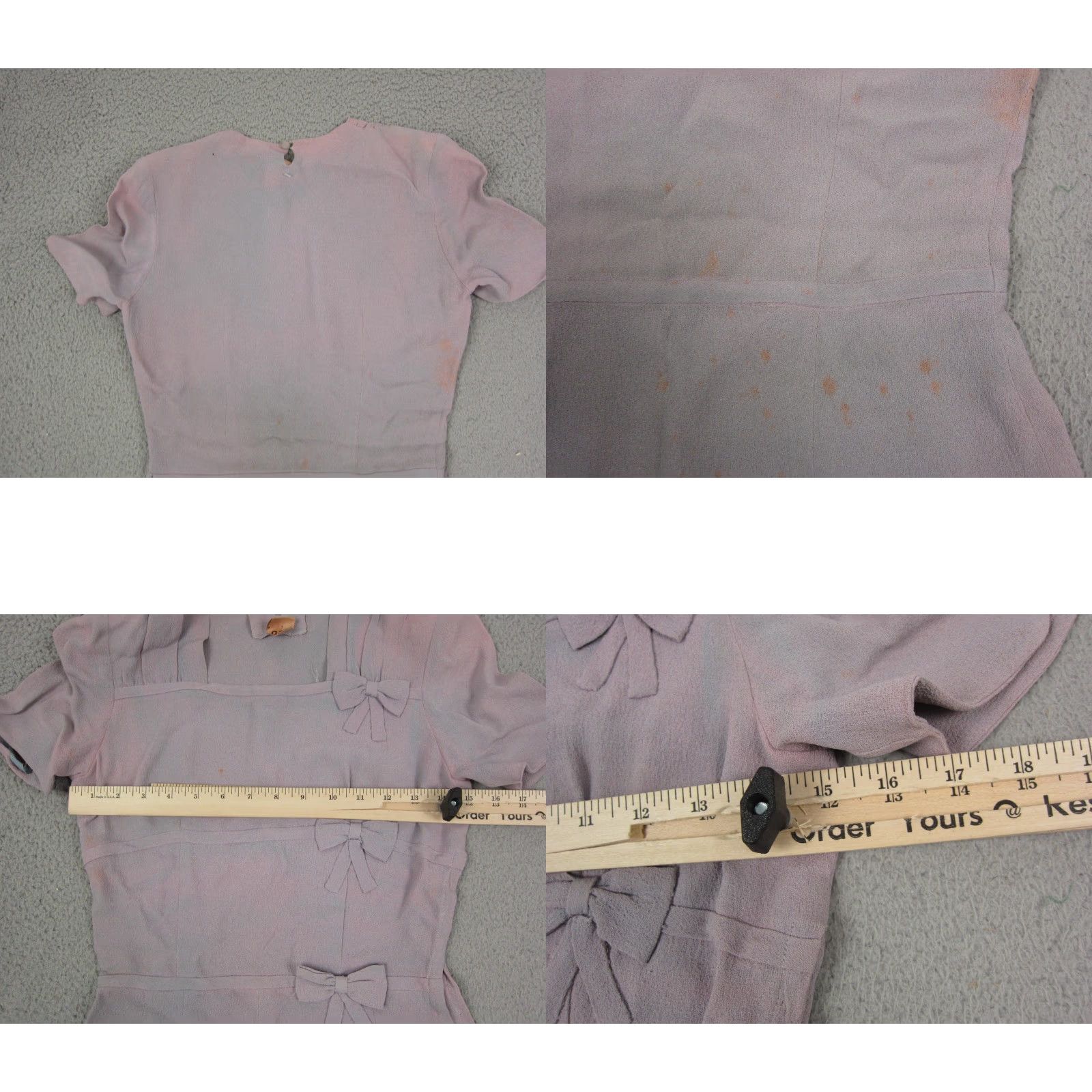 Vintage VINTAGE Ture Purple Bow Crepe Dress Womens 2XS 40s A-Line Short Sleeve Weddings Parties 40s Womens Size XXS / US 00 / IT 34 - 8 Thumbnail