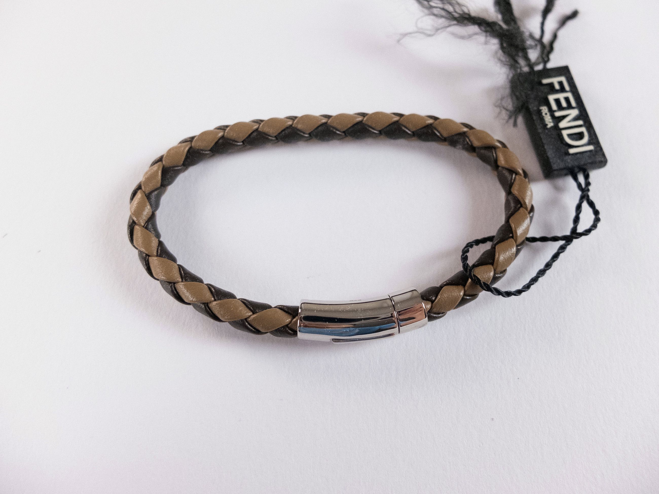 Fendi FENDI two tone brown woven leather bracelet Medium Size ONE SIZE - 2 Thumbnail