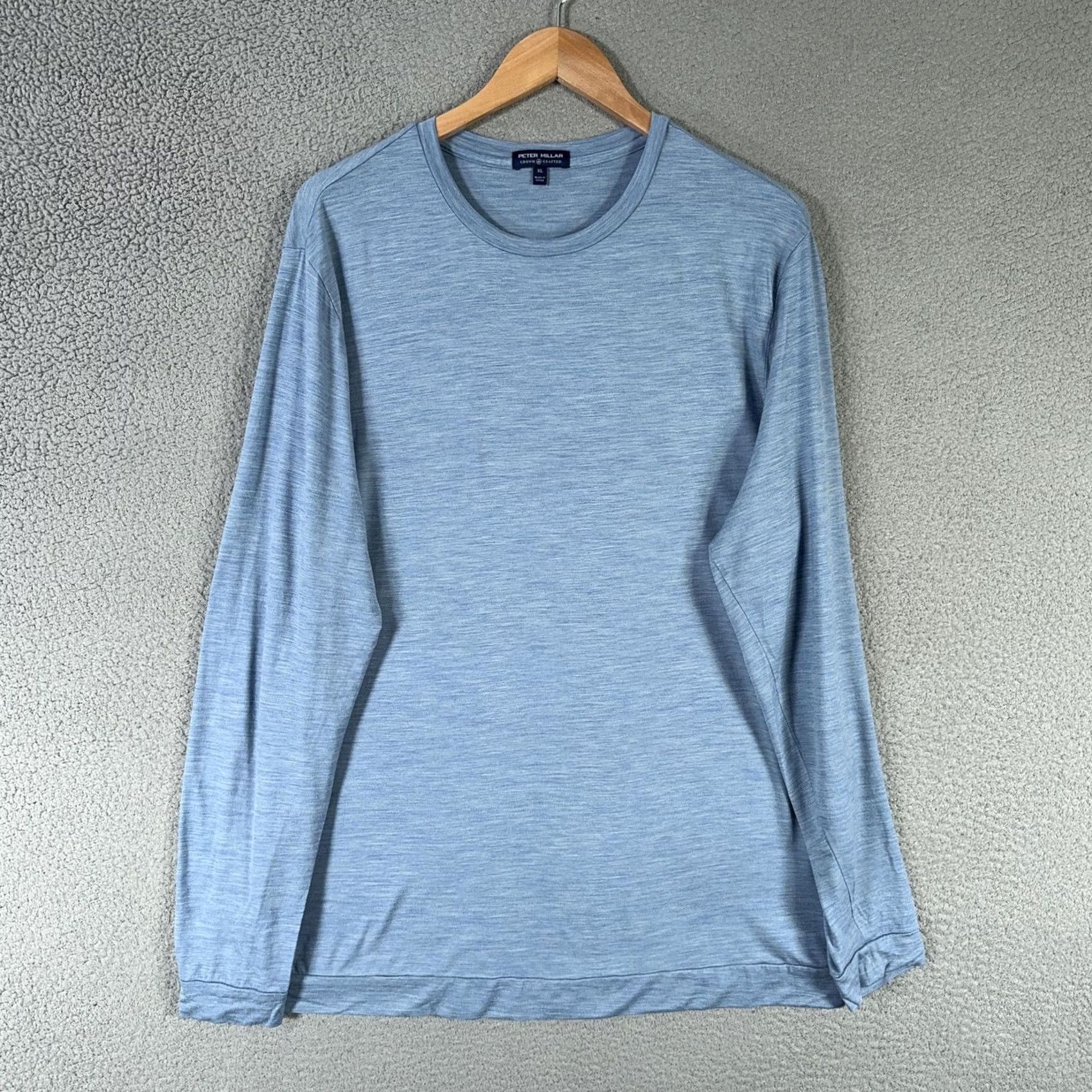 Peter Millar Peter Millar Merino Wool Cashmere Base layer Shirt Mens XL Long Sleeve MF20ES504 blue Crew Neck Stretch Jersey T-Shirt Size US XL / EU 56 / 4 - 2 Thumbnail
