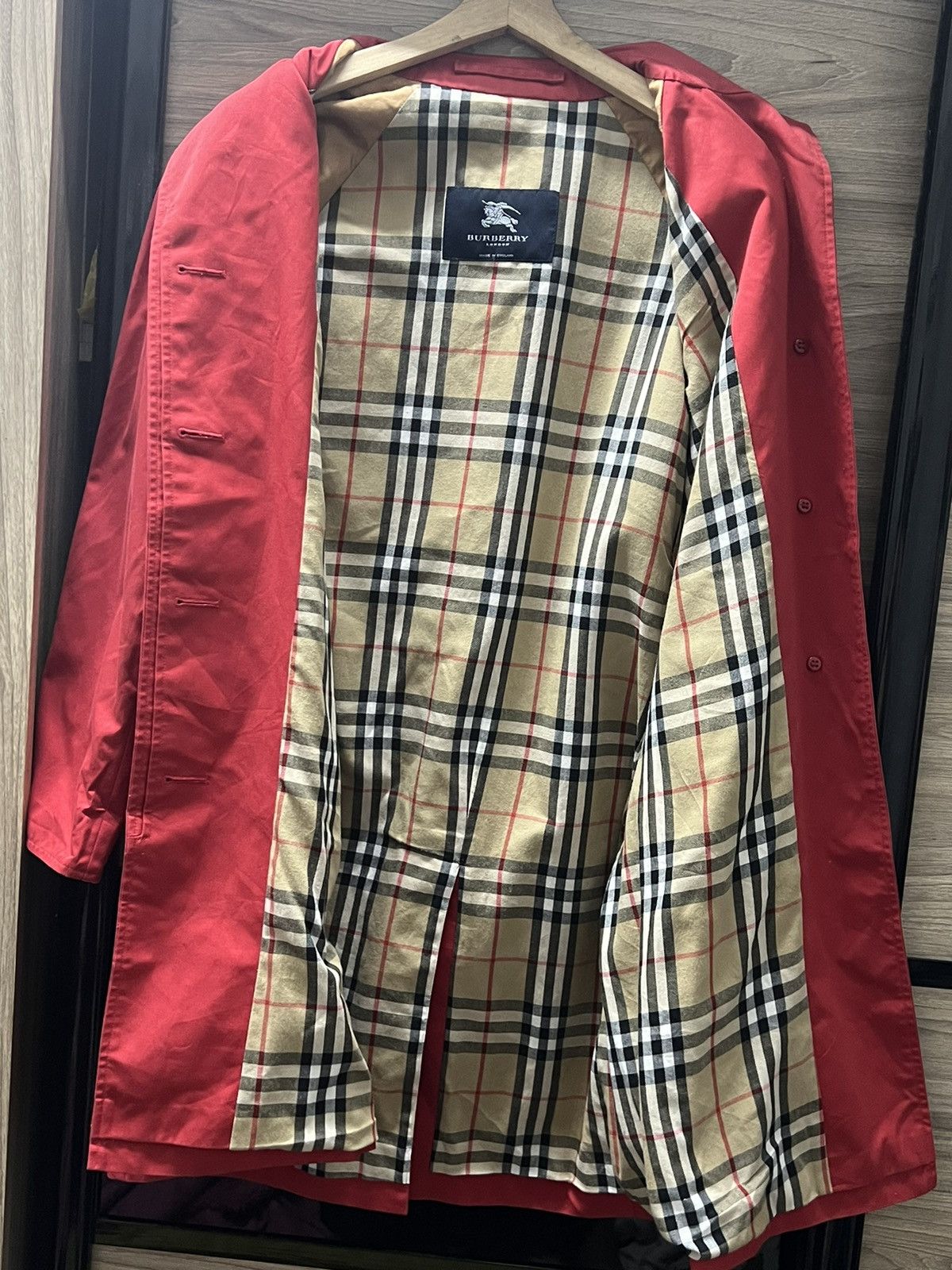 Burberry London Sten Collar Coat Nova Check Red