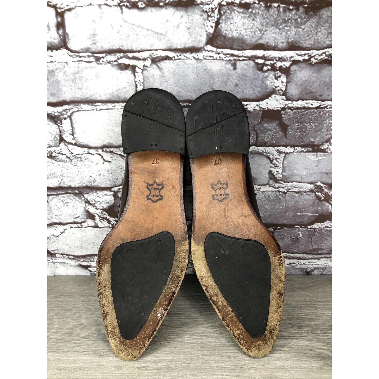 Other Elisheba Brown Leather Penny Loafer Pointed Toe Heel Shoes W Size US 6.5 / IT 36.5 - 21 Thumbnail