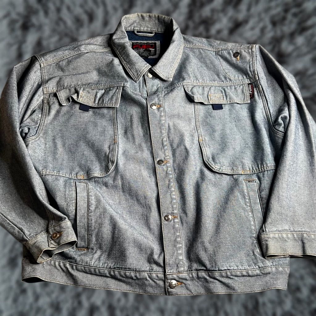 Fubu VINTAGE FUBU Denim Jacket The Collection 3XL Blue 90s Streetwear Oversized Button-Front Casual Mens Size US XXL / EU 58 / 5 - 1 Thumbnail