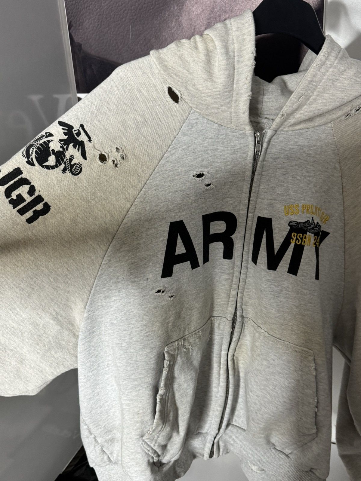 PROJECT G/R ✅ Project G/R Army Washed Grey Zip Hoodie Dirty Distressed 1 Size US M / EU 48-50 / 2 - 3 Thumbnail