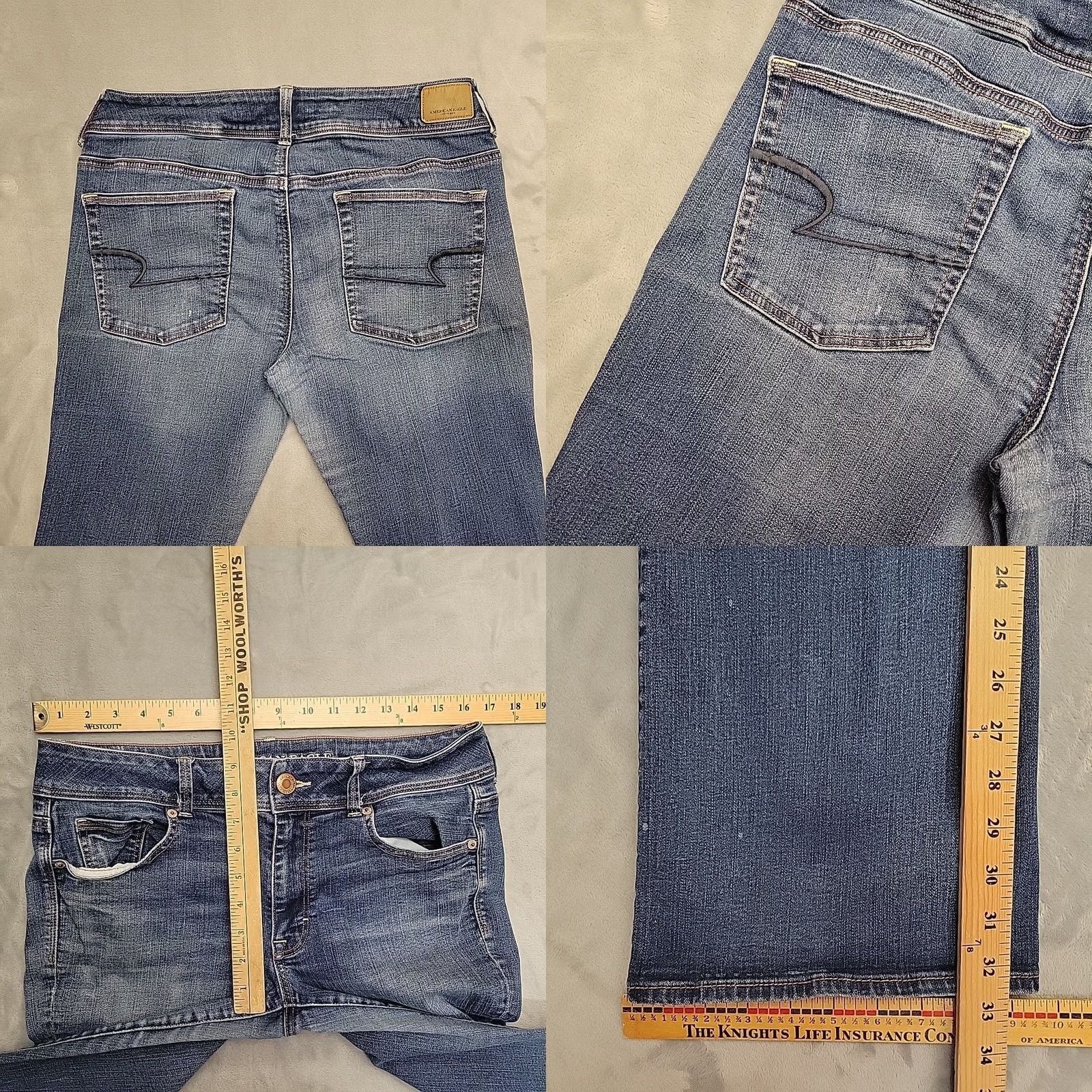American Eagle Outfitters American Eagle Jeans Women 12 Tall Blue Super Stretch Denim Flared Bootcut Jeans Mens? Size 34" / US 12 / IT 48 - 9 Thumbnail