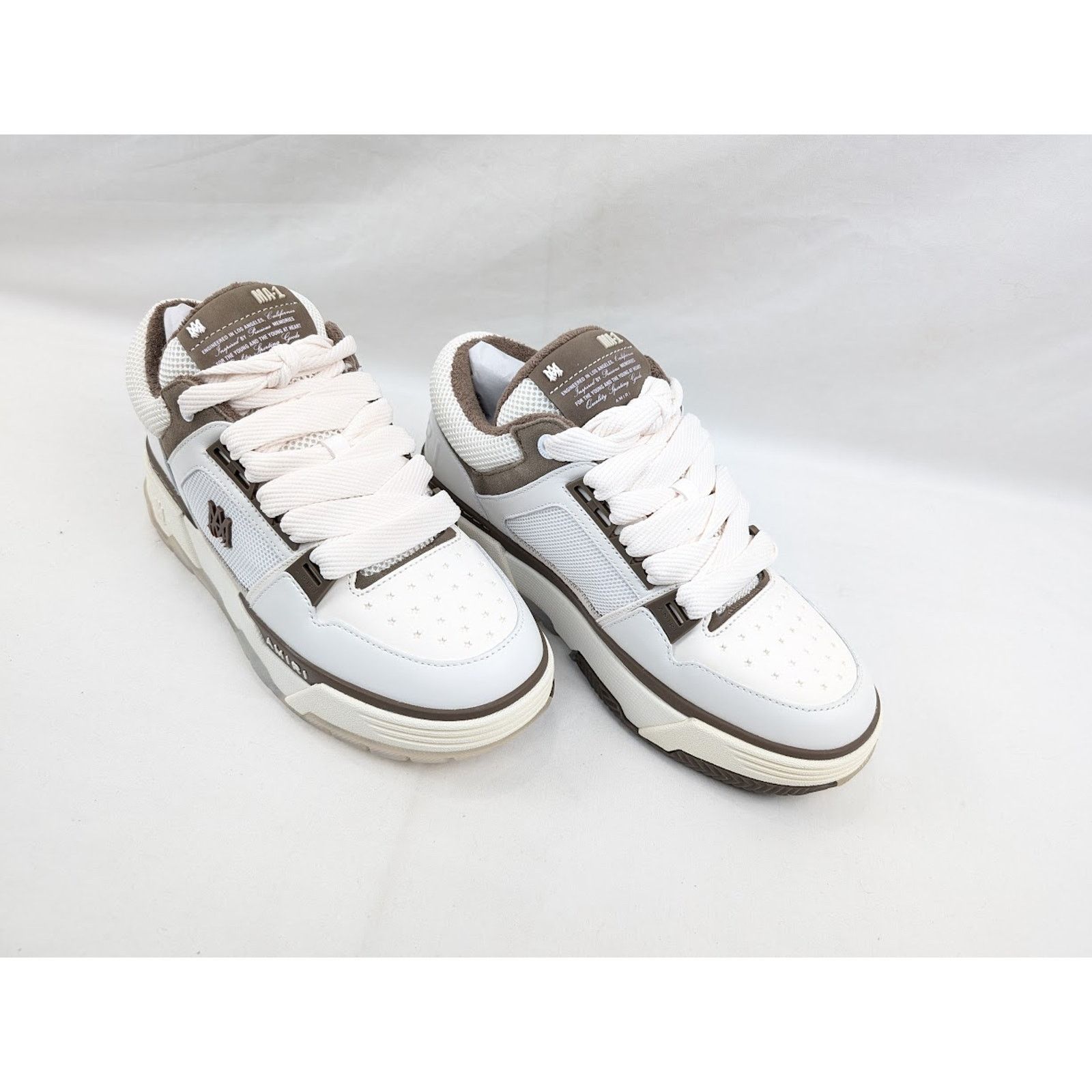 Amiri o1rshd1 MA-1 Leather Sneakers in White/Brown Size US 14 / EU 47 - 12 Thumbnail