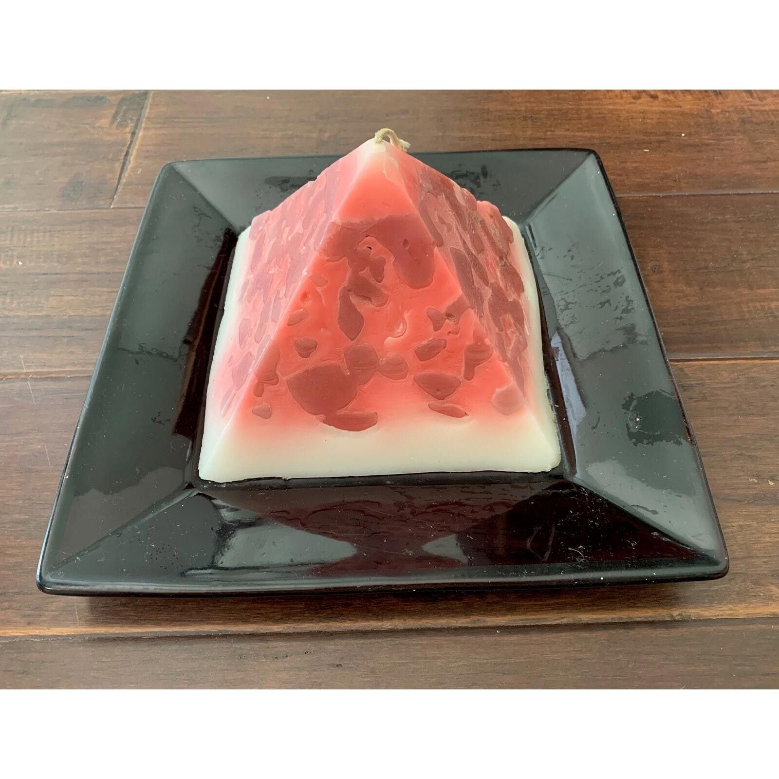 Unknown London Red and White Pyramid Candel with Black Plate Base Size ONE SIZE - 2 Thumbnail