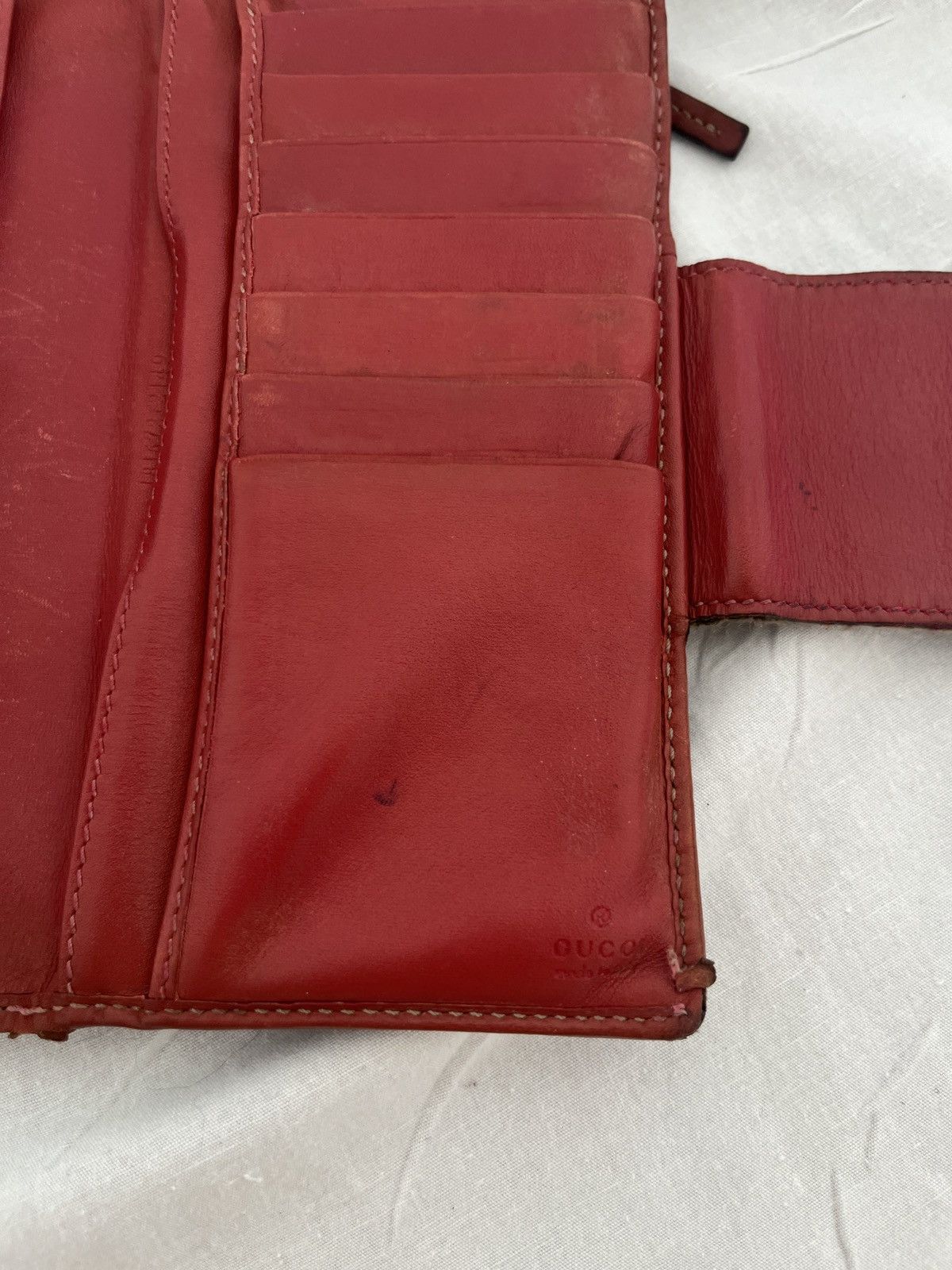 Gucci × Vintage Vintage long monogrammed and leather sherry stripe wallet Size ONE SIZE - 15 Thumbnail