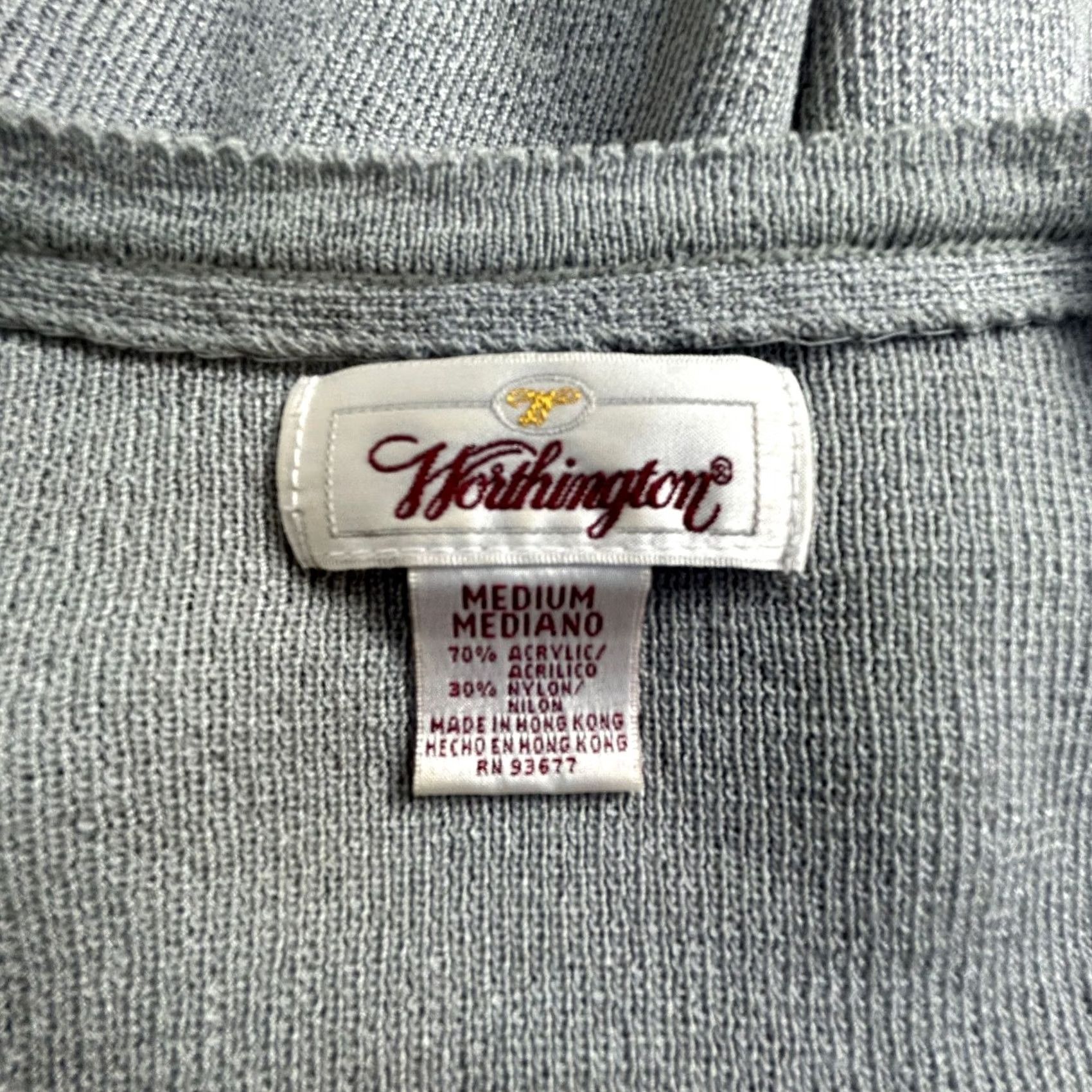 Worthington Worthington Cardigan Sweater V-Neck Button Front Casual Women’s Medium Gray Knit Pullover Knitwear Size M / US 6-8 / IT 42-44 - 3 Thumbnail