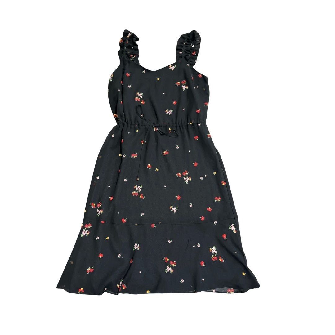 Other Who What Wear Black Sleeveless Dress Medium Ruffle Straps Size M / US 6-8 / IT 42-44 - 1 Thumbnail