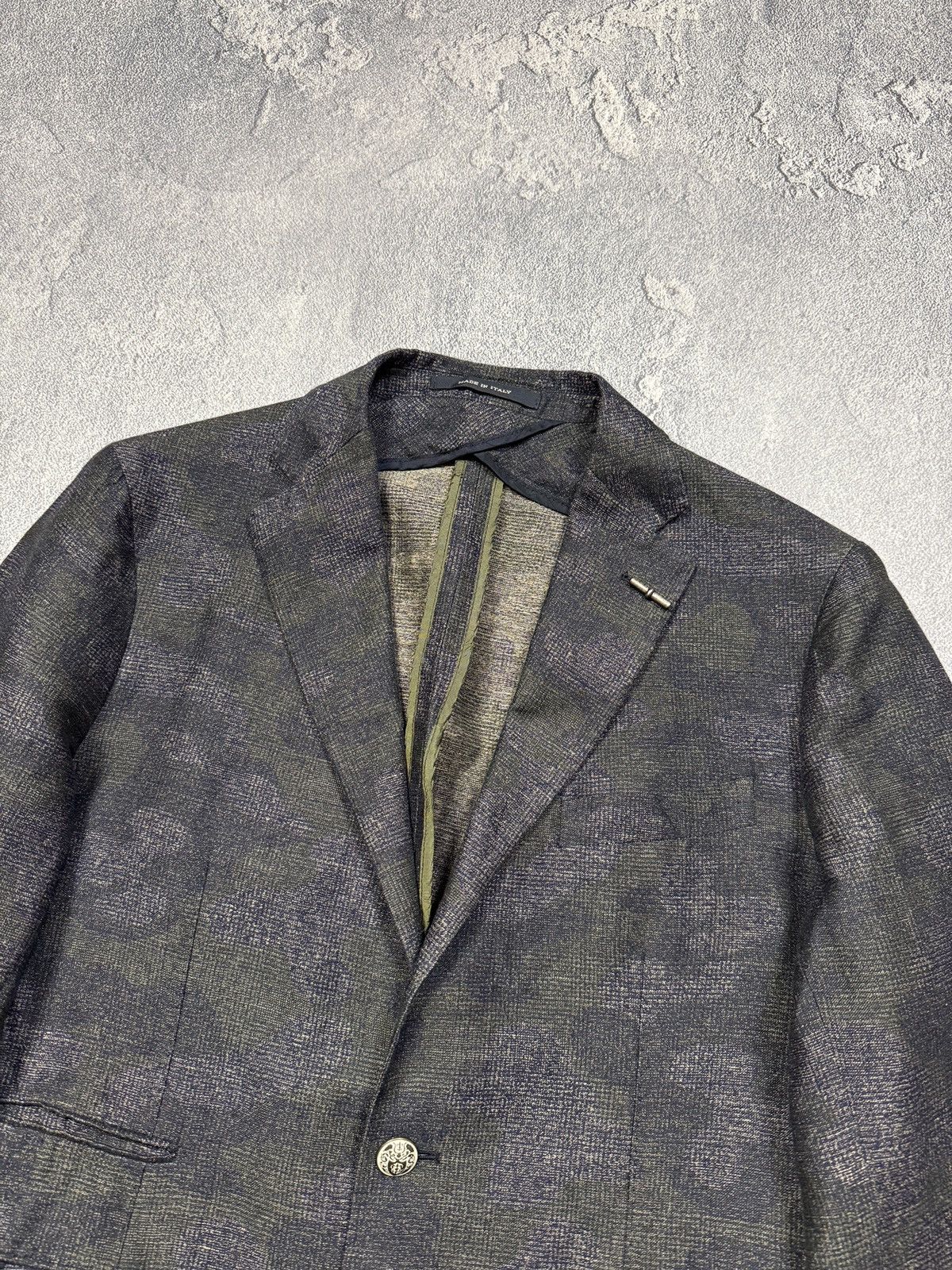 Tagliatore Tagliatore Herringbone Blazer Jacket with Elbow Patches Size 48R - 3 Thumbnail