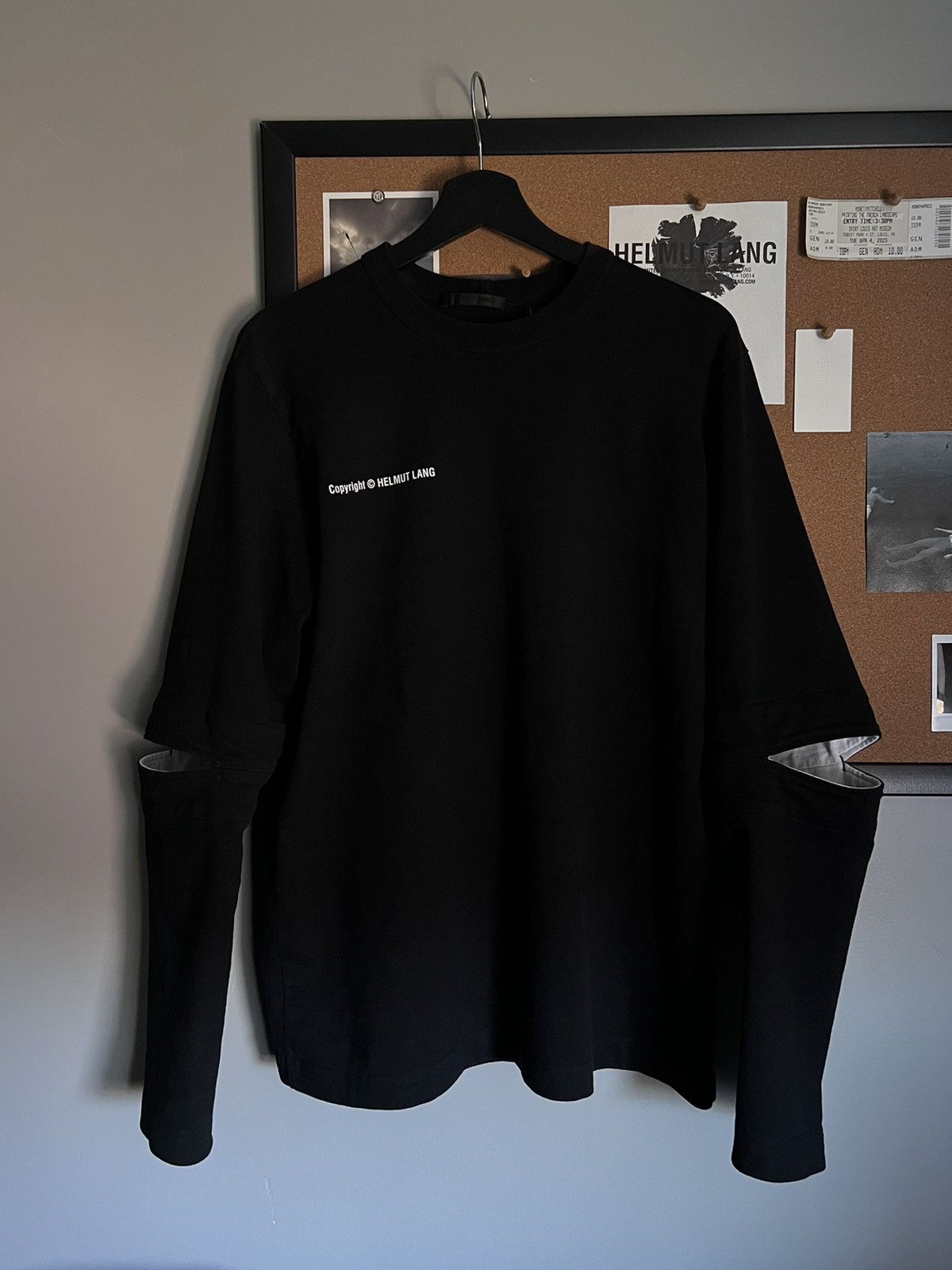 image of Helmut Lang Slash Sleeve Longsleeve Tshirt in Black, Men's (Size XS)