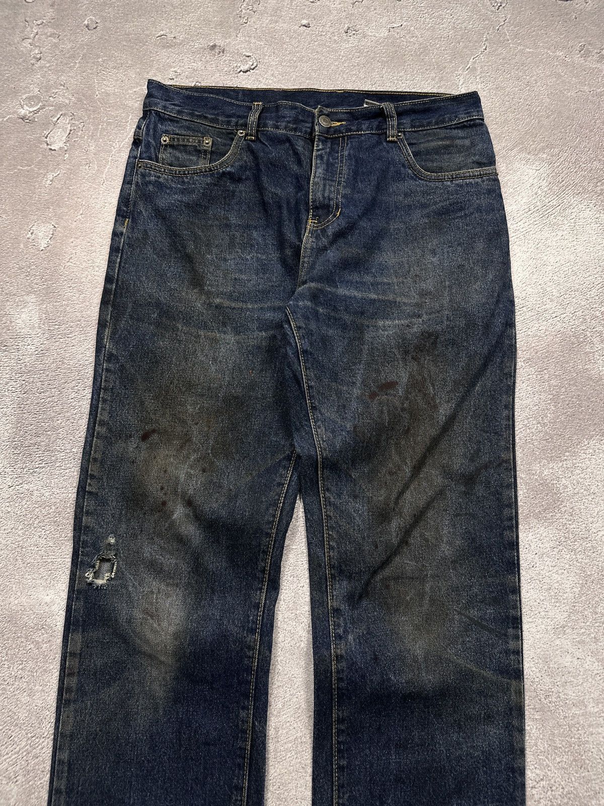 Vintage Vintage Helmut Lang Style Distressed Painted Jeans Denim Size US 34 / EU 50 - 4 Thumbnail