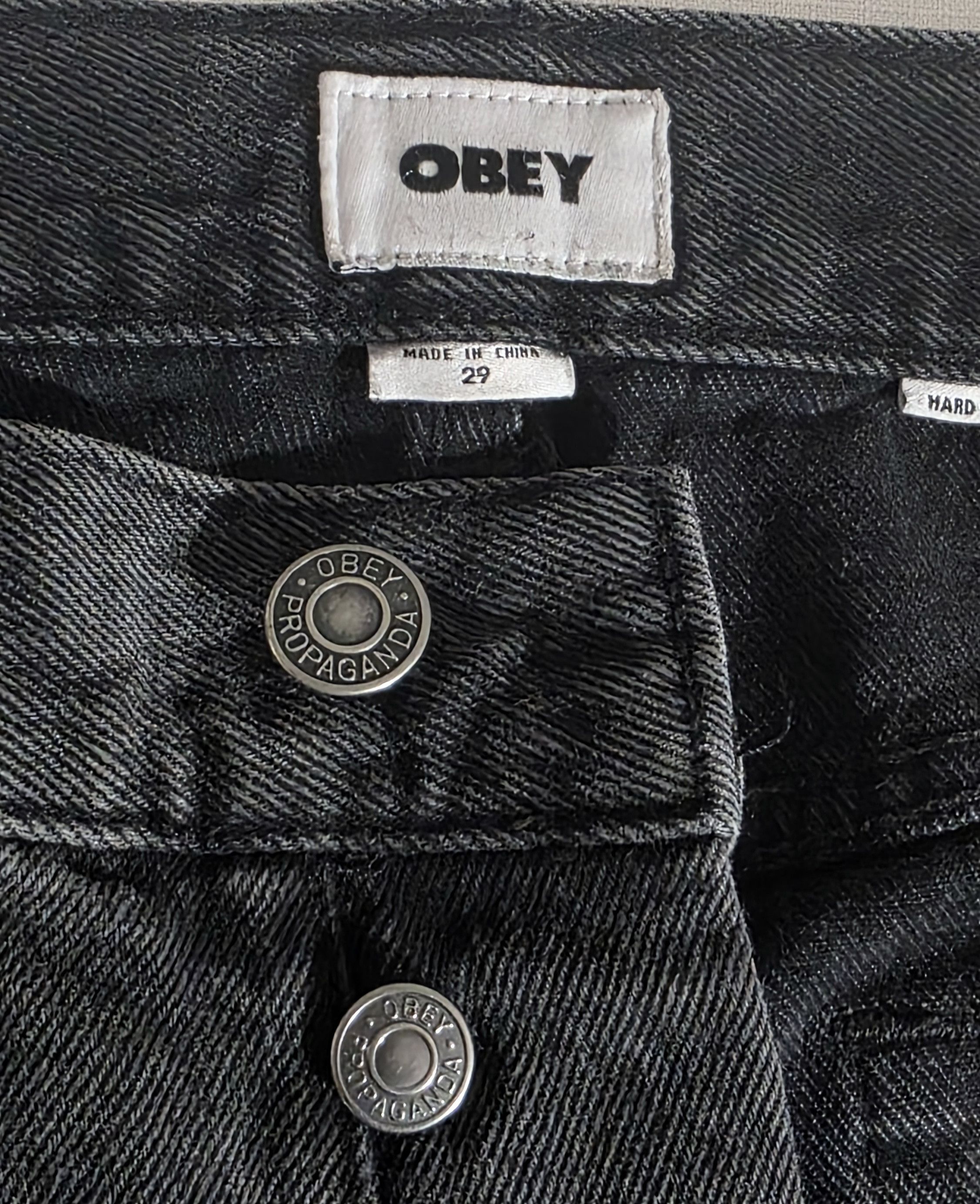 Obey Obey x Motörhead denim jeans test print black faded wash 29 Size US 29 - 11 Thumbnail