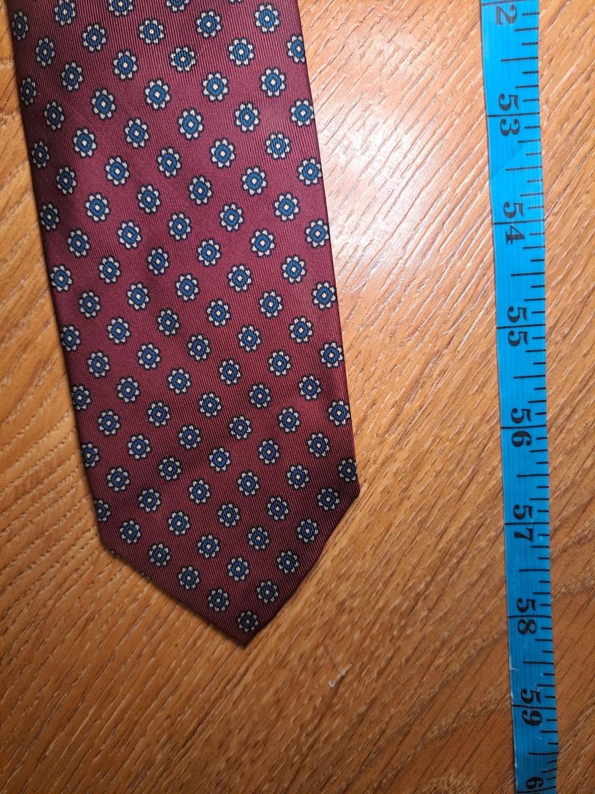 Robert Talbott VINTAGE Robert Talbott Silk Tie Burgundy Floral Handmade Size ONE SIZE - 7 Thumbnail