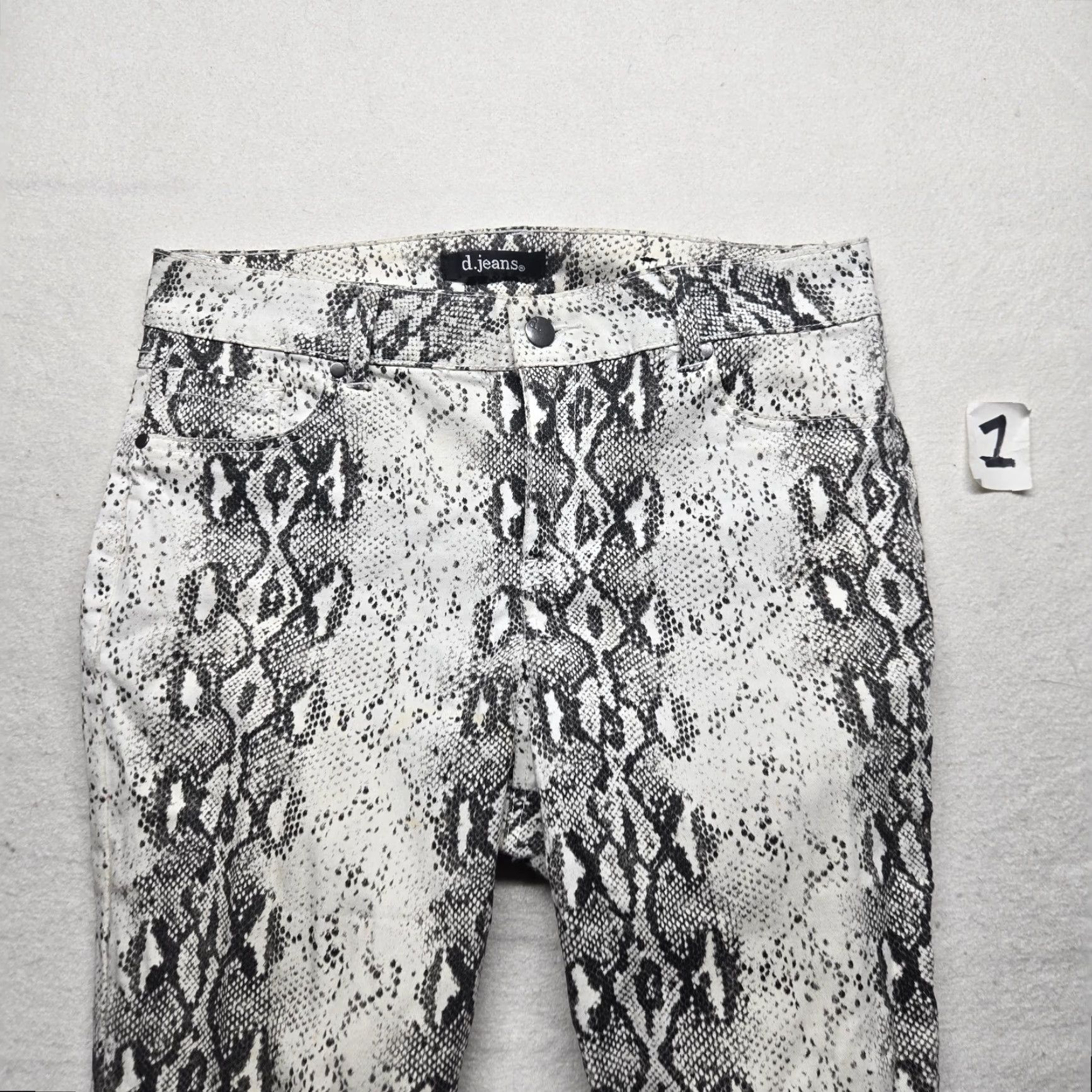Vintage d.jeans Pants Women 6 White Snake Print High Waist Skinny Denim Stretch Casual Womens Size 28" / US 6 / IT 42 - 2 Thumbnail