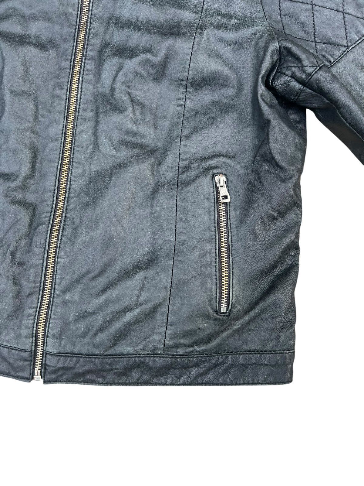 Massimo Dutti Vintage Massimo Dutti Distress Fade Leather Biker Jacket Size XL / US 12-14 / IT 48-50 - 9 Thumbnail