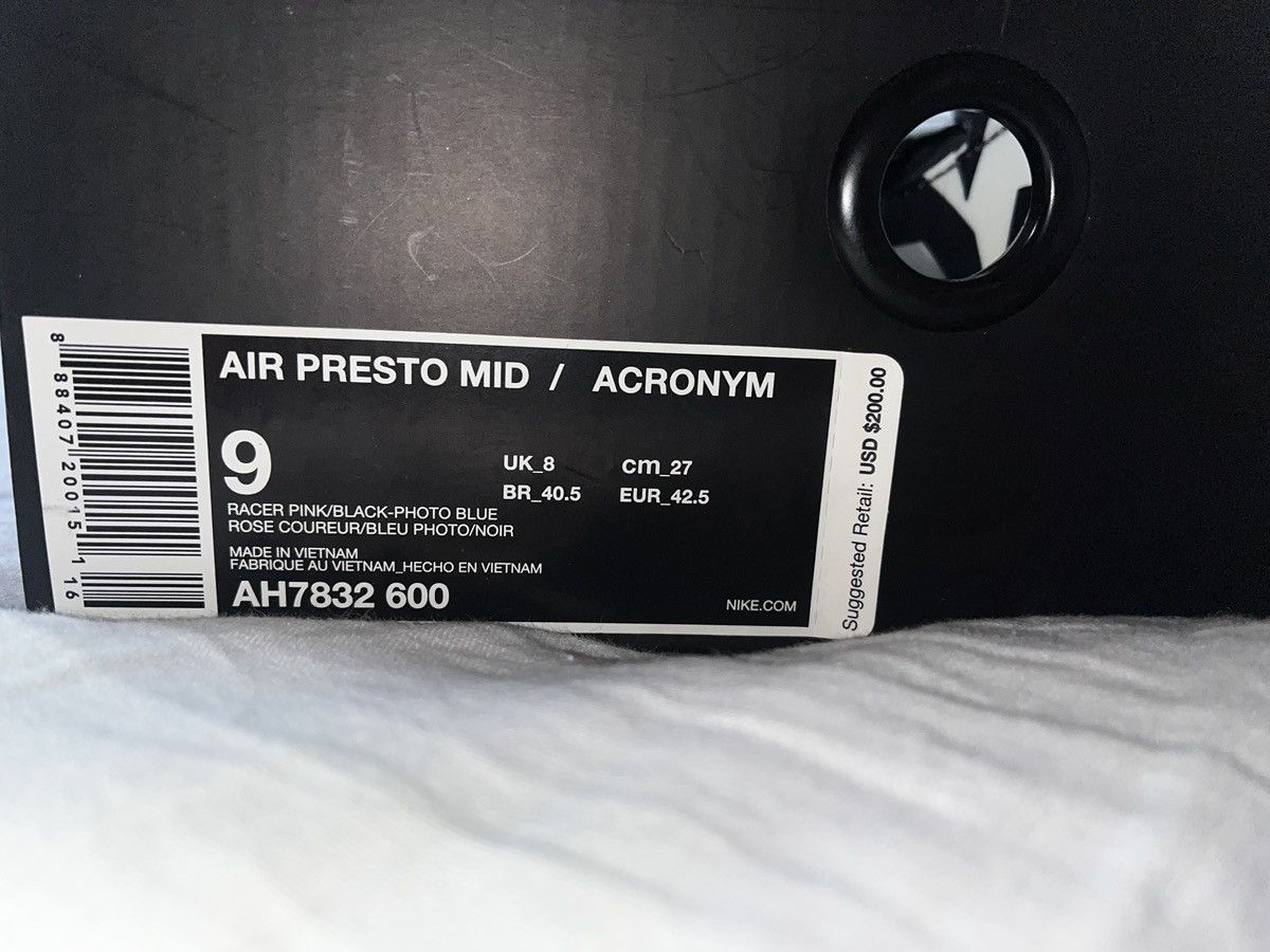 Acronym × Nike Nike Acronym Air Presto Mid Racer Pink Size US 9 / EU 42 - 5 Thumbnail
