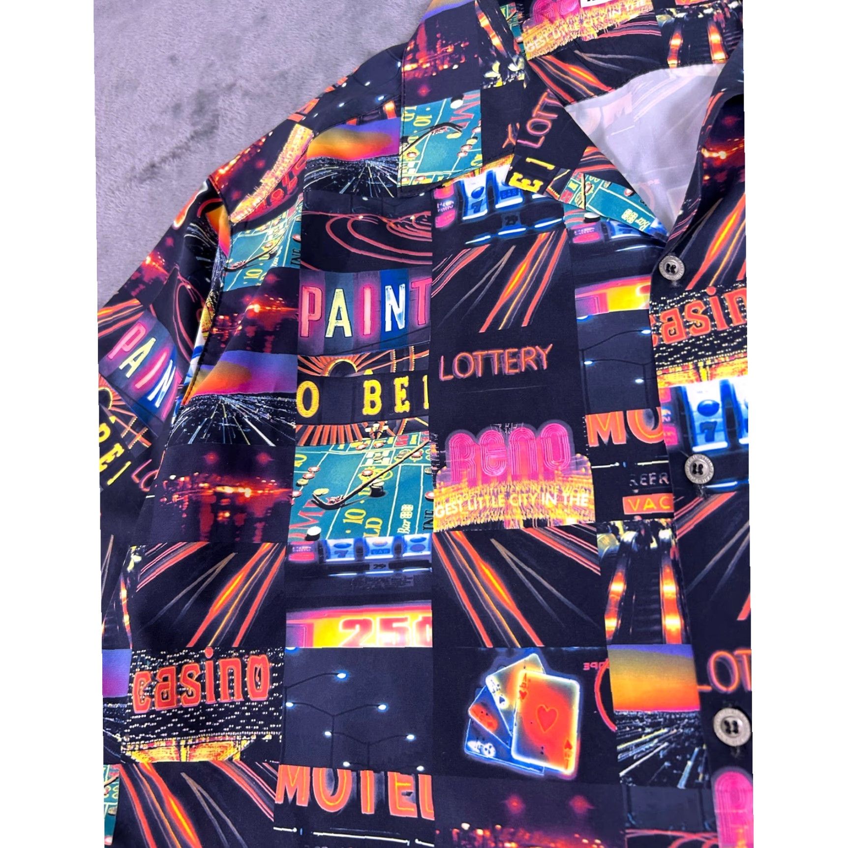 Rails Third Rail Short Sleeve Button-Up Mens Black Casino Neon Graphic Print XL Button-Down Shirt Size US 36 / EU 52 - 5 Thumbnail