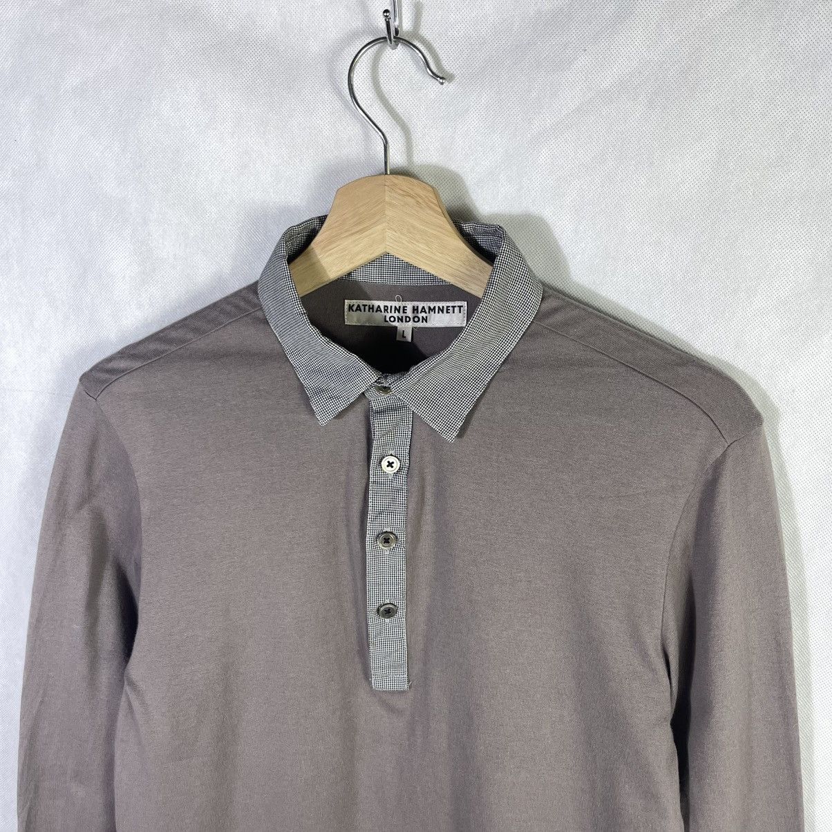 Katharine Hamnett London × Vintage Katherine Hamnett London Cut & Sewn Polo Long-sleeves Tshirt Size L / US 10 / IT 46 - 3 Thumbnail