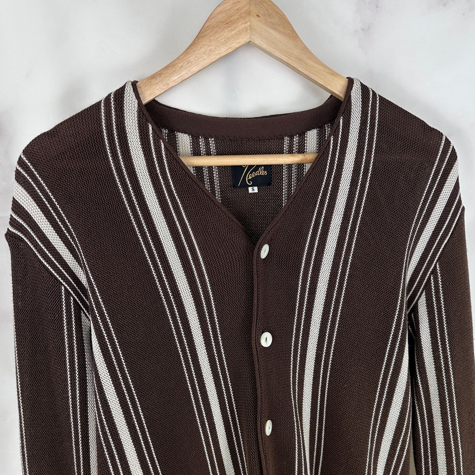 Needles Brown/White Striped Cardigan Sweater Size US S / EU 44-46 / 1 - 2 Thumbnail
