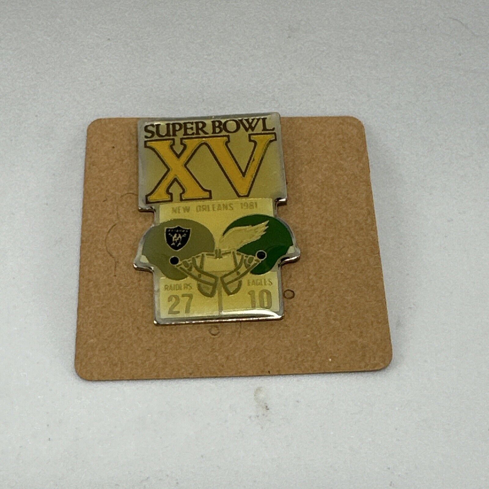 NFL 1981 NFL Super Bowl XV Hat Cap Pin Raiders VS Eagles Mancave Size ONE SIZE - 4 Thumbnail