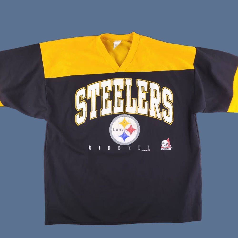 Riddell VINTAGE Riddell Jersey Mens XL NFL Pittsburgh Steelers T-Shirt USA Made 1997 Black Gamesmanship? Size US XL / EU 56 / 4 - 1 Thumbnail