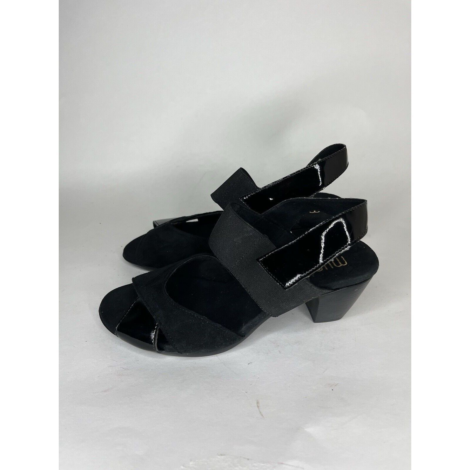 Other Munro Black Suede Patent Leather Slingback Heel Sandals Wome Size US 6.5 / IT 36.5 - 10 Thumbnail