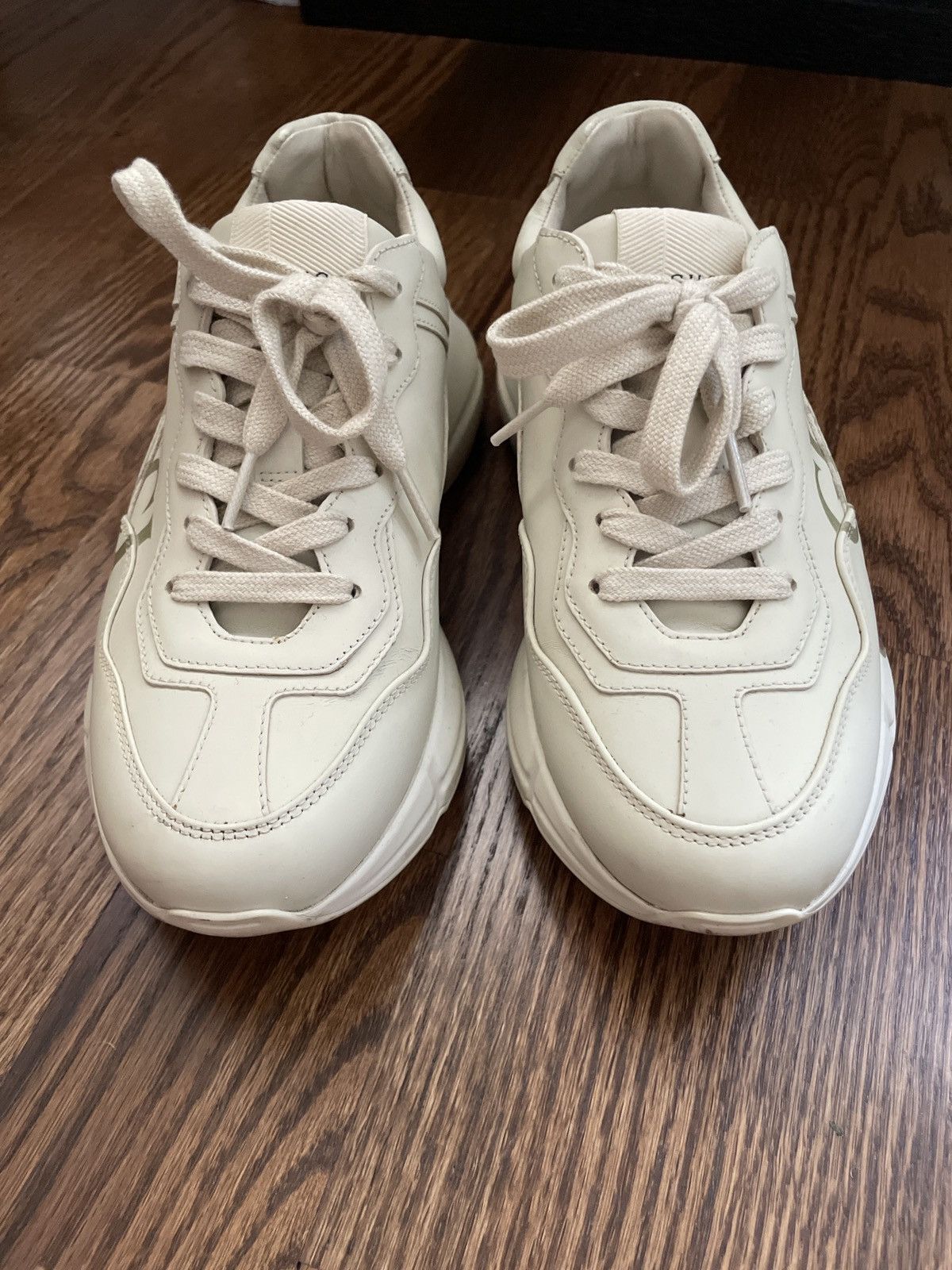 Gucci Womens Ivory Rhyton Gucci Logo Leather Sneaker (Size 36) Size US 6 / IT 36 - 3 Thumbnail