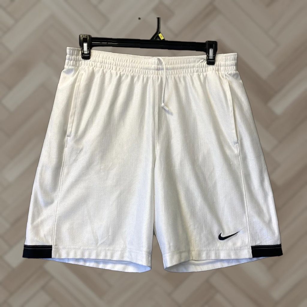 Nike Nike Shorts Basketball Mens M White Dri-Fit Swoosh 40-81 Athletic Gym Running Modern, Drawstring, Regular Fit Size US 31 - 1 Thumbnail