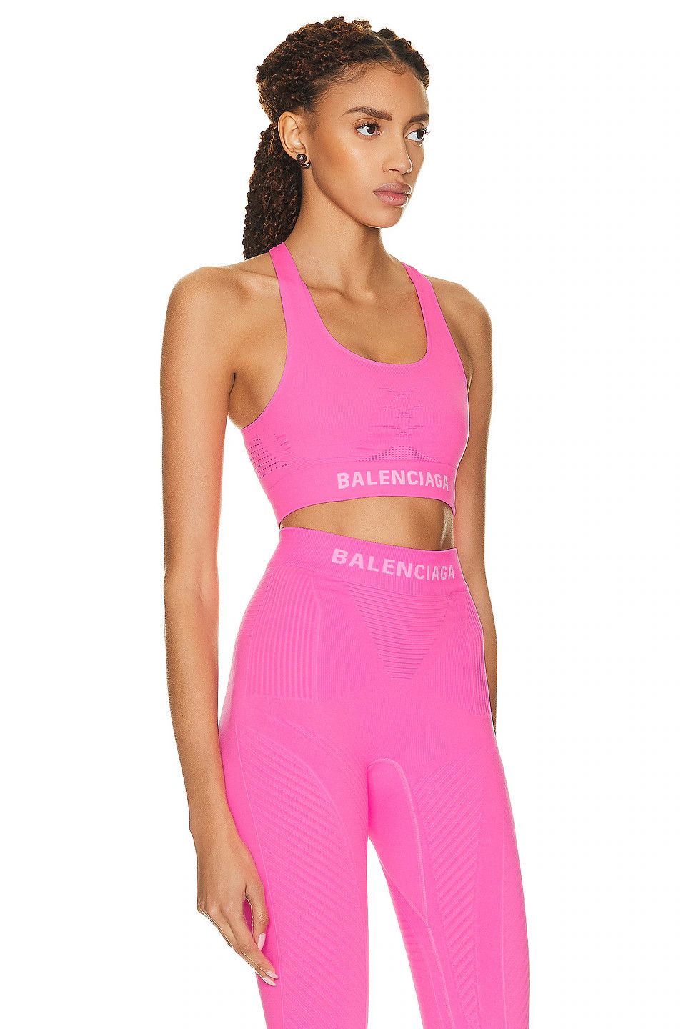 Balenciaga o1bcso1str1124 Athlentic Crop Top in Neon Pink Size S / US 4 / IT 40 - 2 Thumbnail