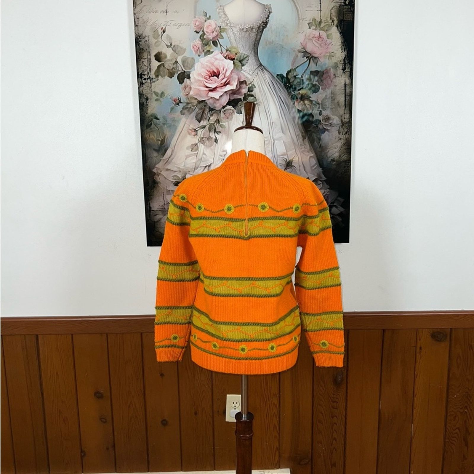Vintage Darling Vintage 1960s Joyce Back Zip Wool Sweater! Size S / US 4 / IT 40 - 5 Thumbnail
