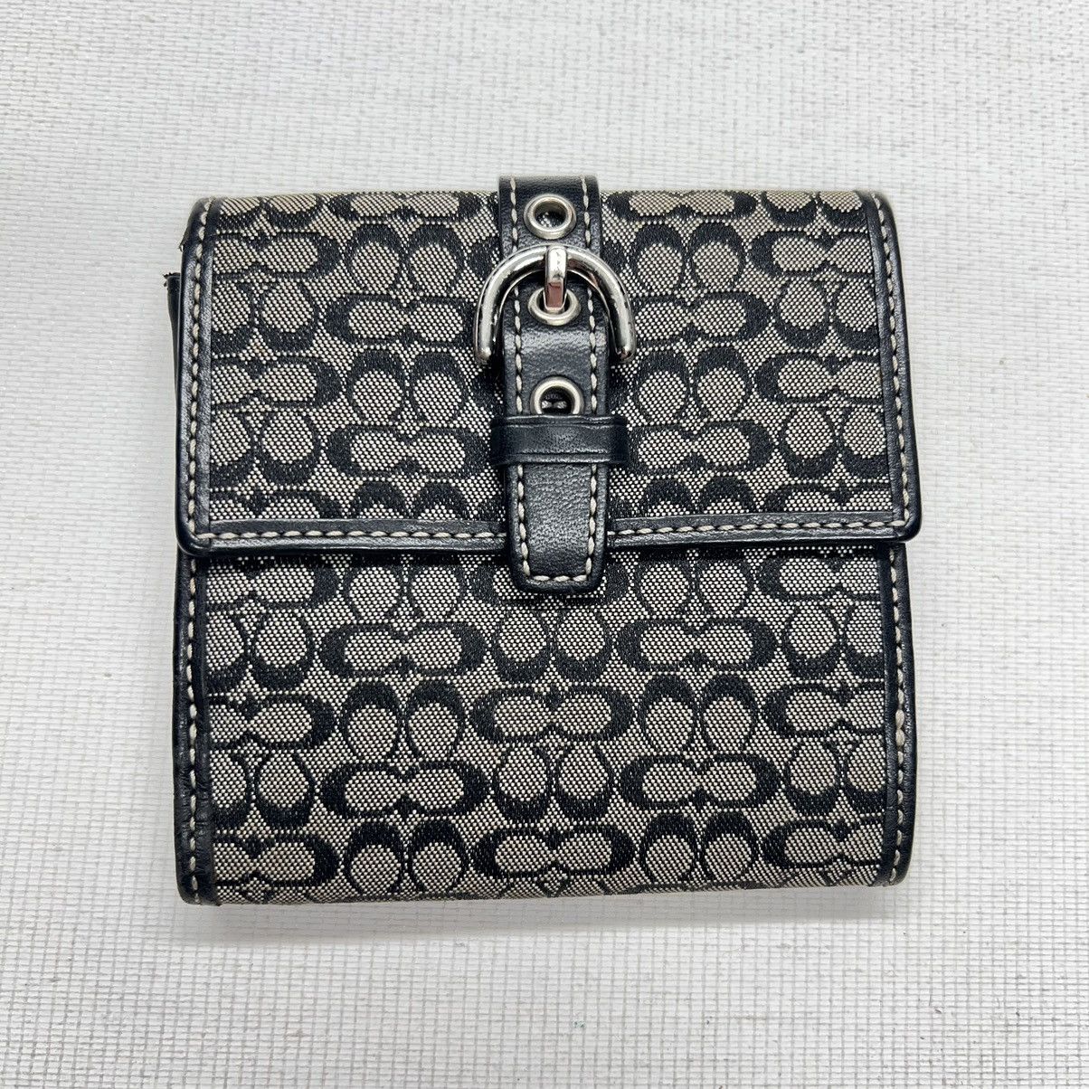 Coach × Vintage Coach Wallet Grey Jacquard Double C Monogram Logo Buckle Size ONE SIZE - 2 Thumbnail