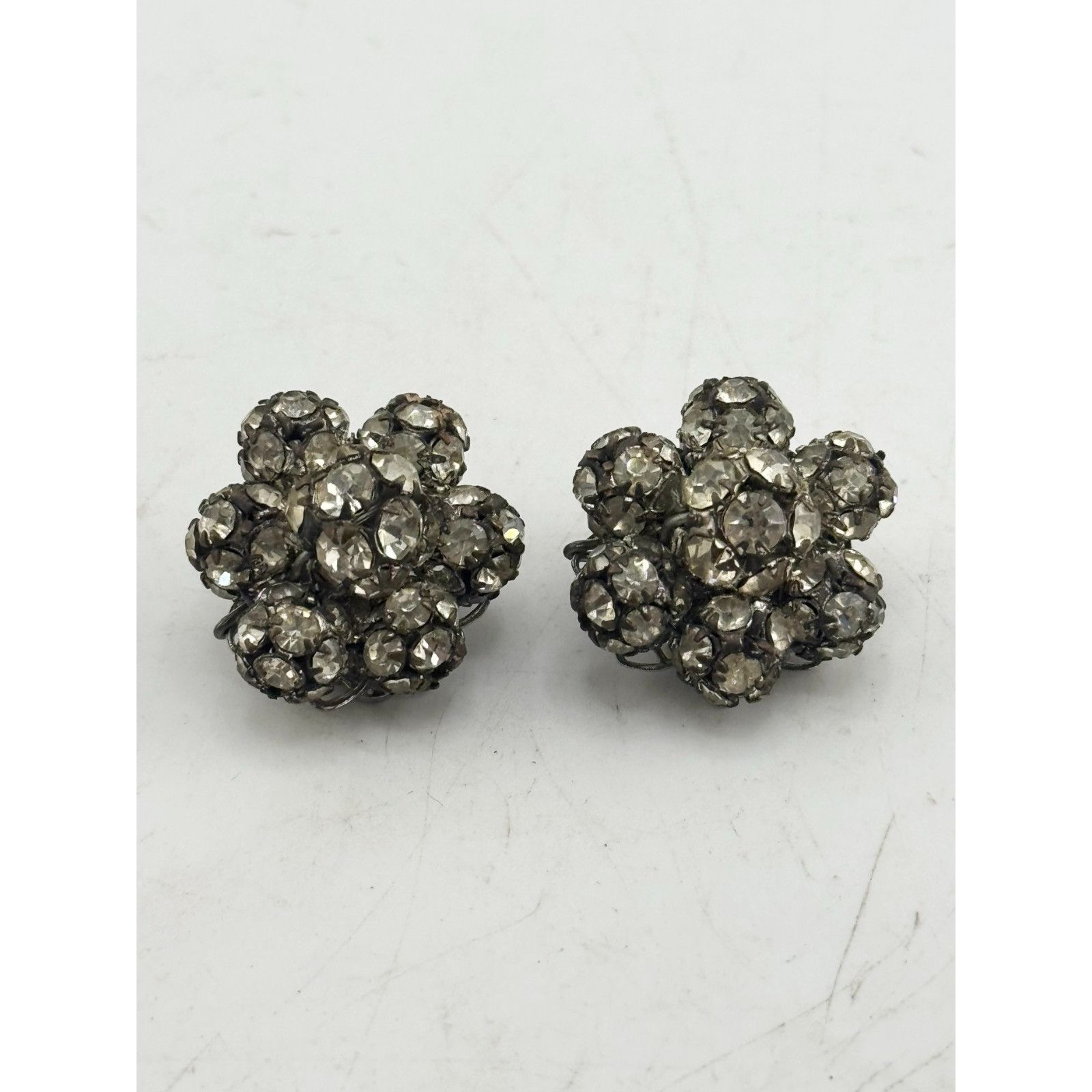 Vintage Vintage filigree hand wired rhinestone rondel cluster earrin Size ONE SIZE - 2 Thumbnail