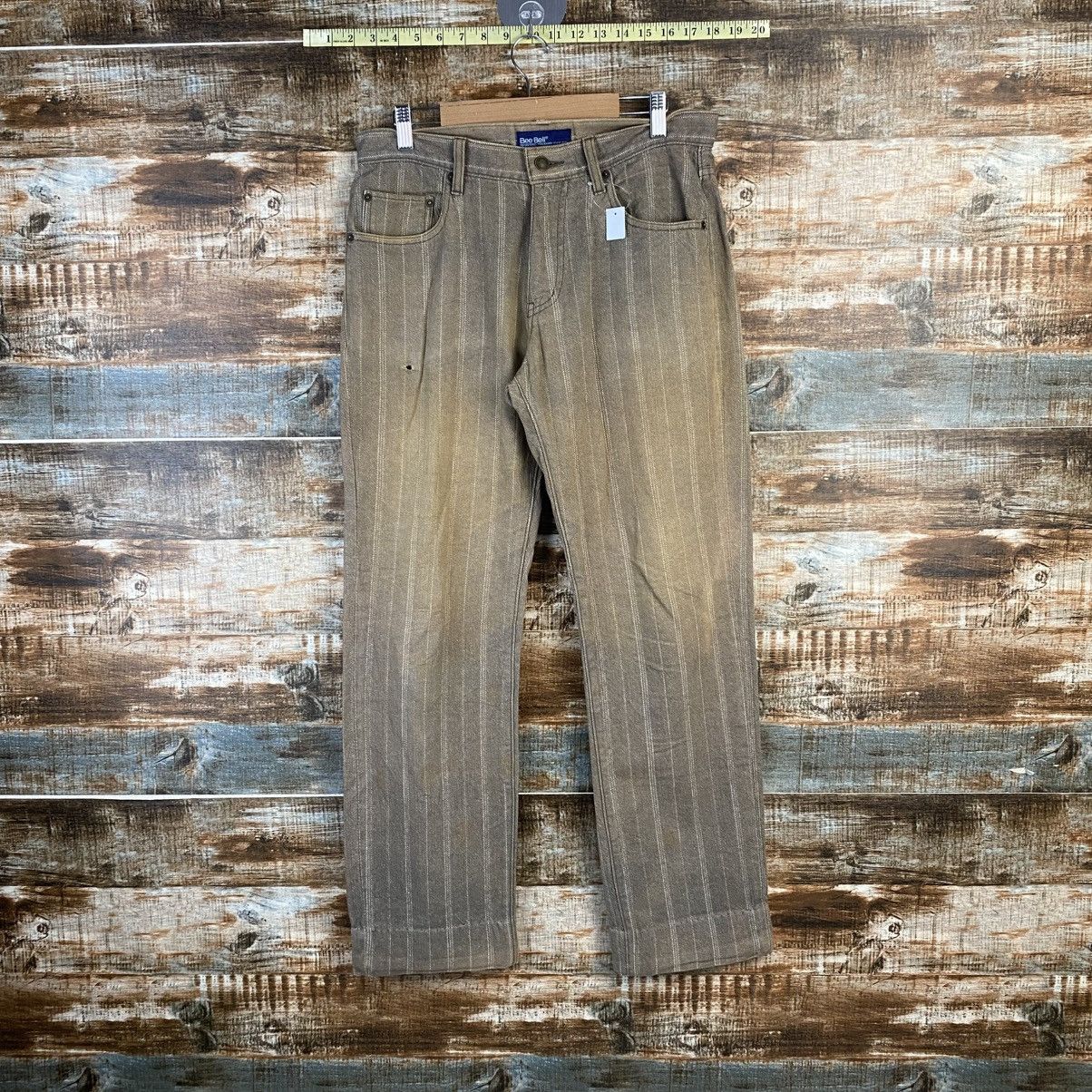 Japanese Brand DL Bee Bell Beige stripe cargo Casual Pants #C975 Size US 30 / EU 46 - 1 Thumbnail