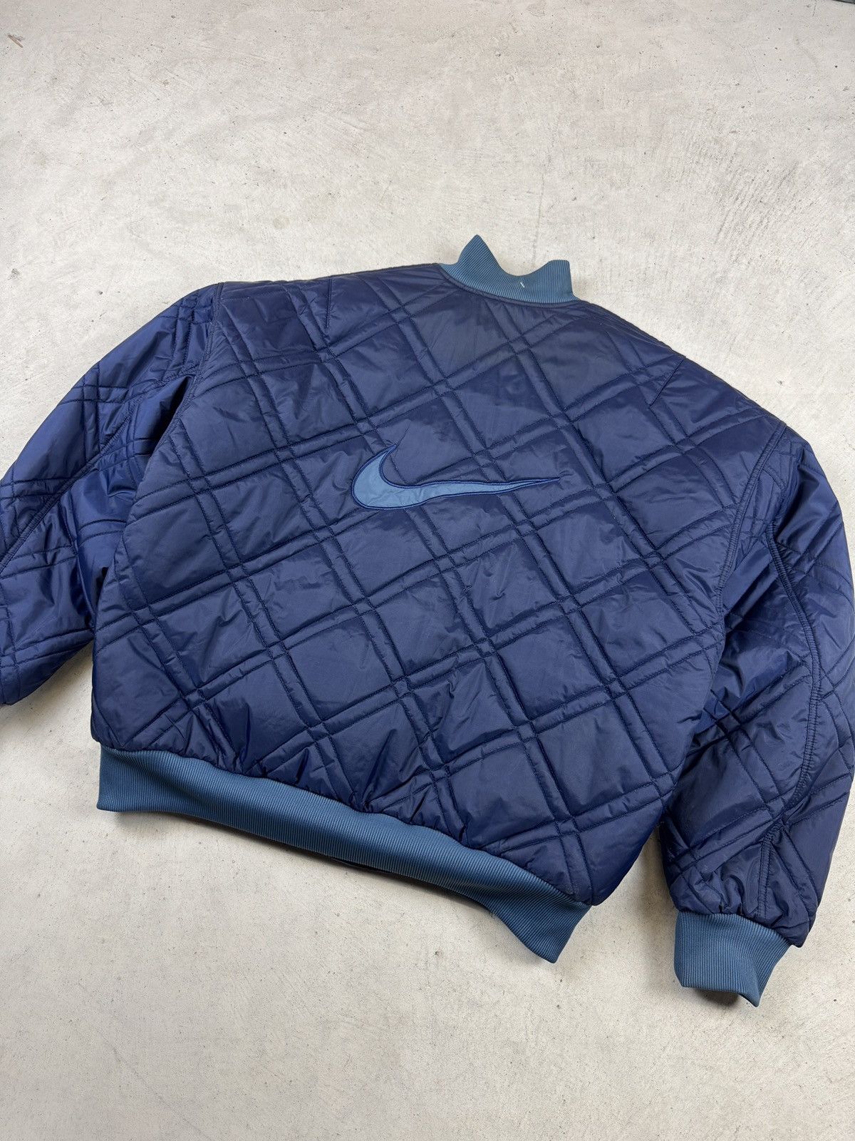 Nike × Vintage 1990’s Nike Reversible Blue Bomber Jacket Size US L / EU 52-54 / 3 - 4 Thumbnail