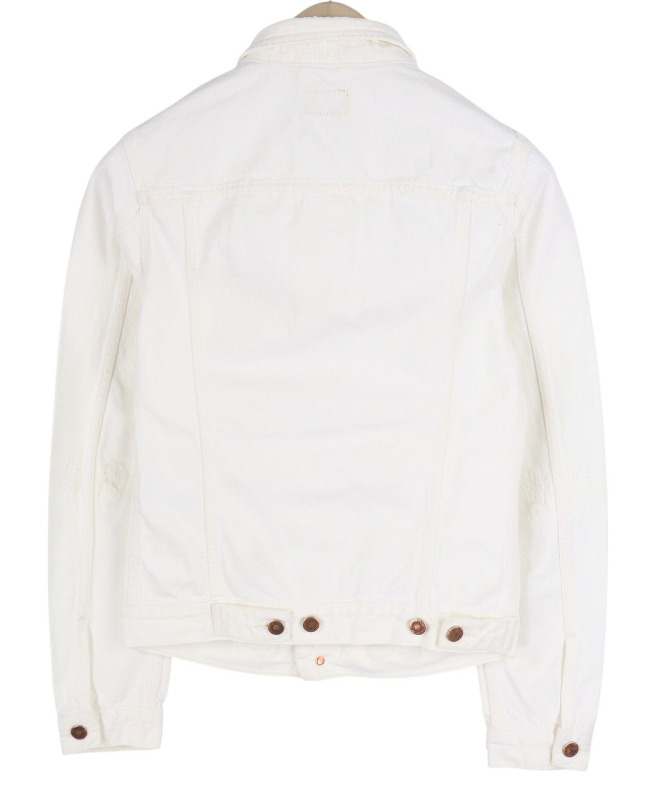 Nudie Jeans BILLY XS Pitch White Worn Denim Polo Neck Jacket 83689 Size US XS / EU 42 / 0 - 2 Thumbnail