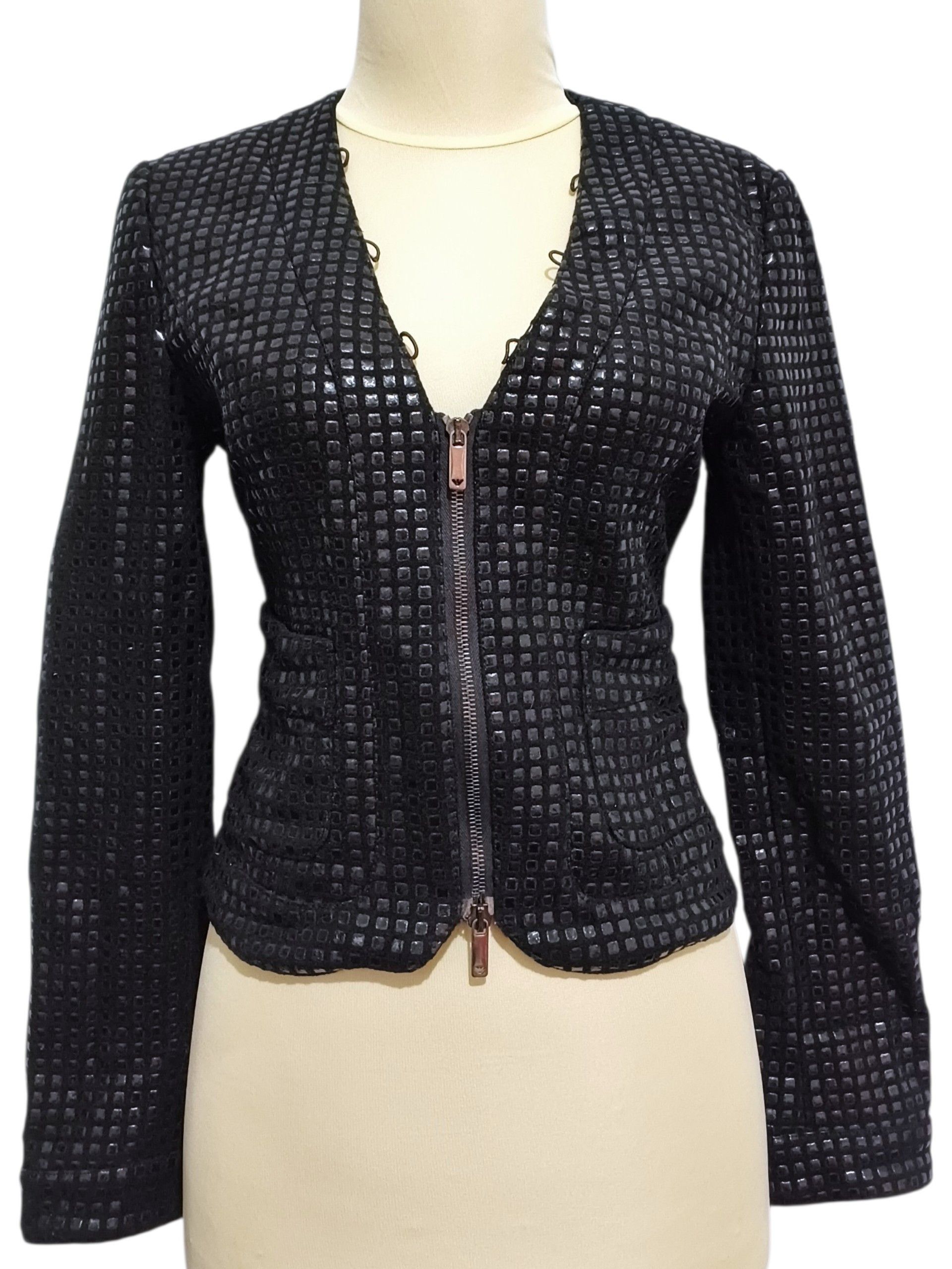 Emporio Armani Emporio Armani Y2K Structured Grid Pattern Cropped Jacket Size XS / US 0-2 / IT 36-38 - 1 Thumbnail