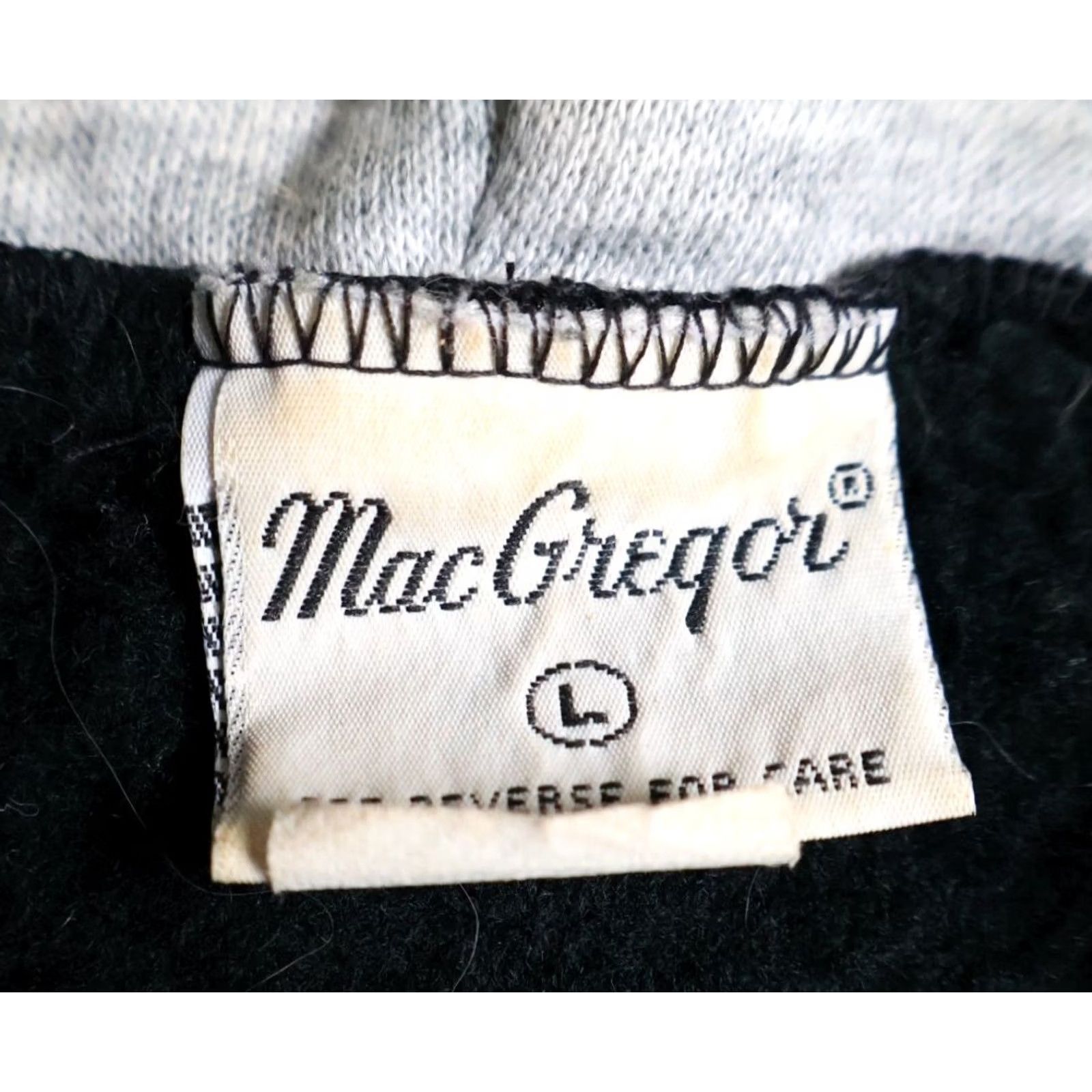 McGregor VINTAGE MacGregor Hoodie Pullover Striped Black Yellow 90s VTG Mens Large Crew Neck Snap Button Pockets Size US L / EU 52-54 / 3 - 3 Thumbnail
