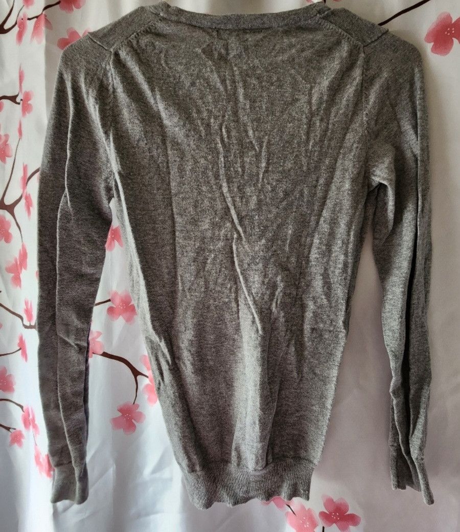 Gap GAP Gray Vneck Tie Knot Light Sweater Long Sleeve Shirt XS Size XS / US 0-2 / IT 36-38 - 2 Thumbnail