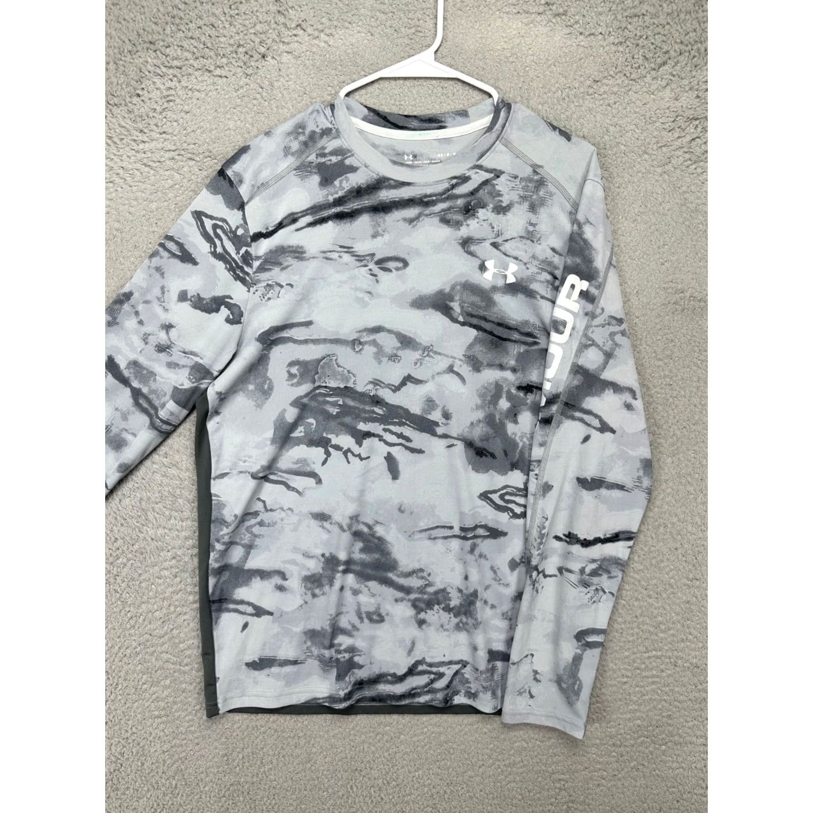 Under Armour Under Armour HeatGear Shirt Mens Medium Gray Camo Lacrosse Athletic All America Crew Neck Long Sleeve Logo Size US M / EU 48-50 / 2 - 4 Thumbnail