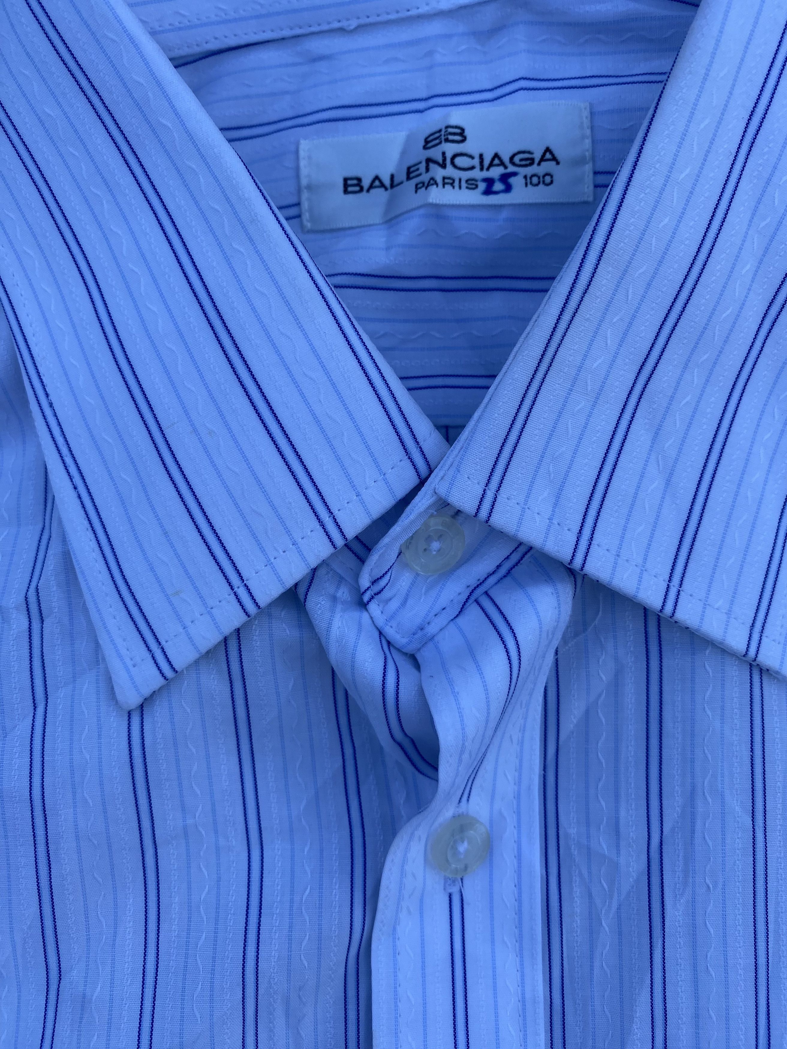 Balenciaga Balenciaga Light Blue Stripes Button Up Size US L / EU 52-54 / 3 - 3 Thumbnail